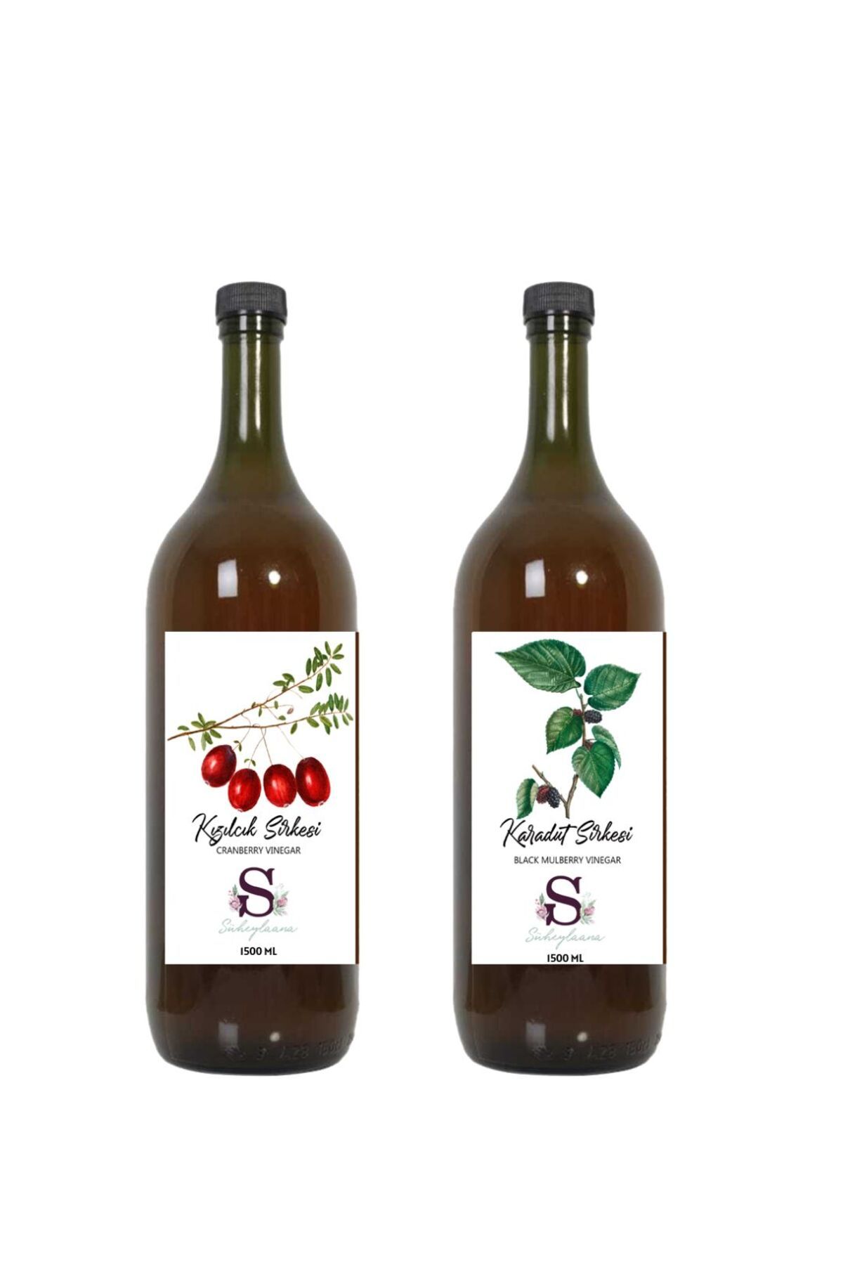 Süheylaana Doğal Kızılcık Sirkesi 1500 Ml - Doğal Karadut Sirkesi 1500 Ml