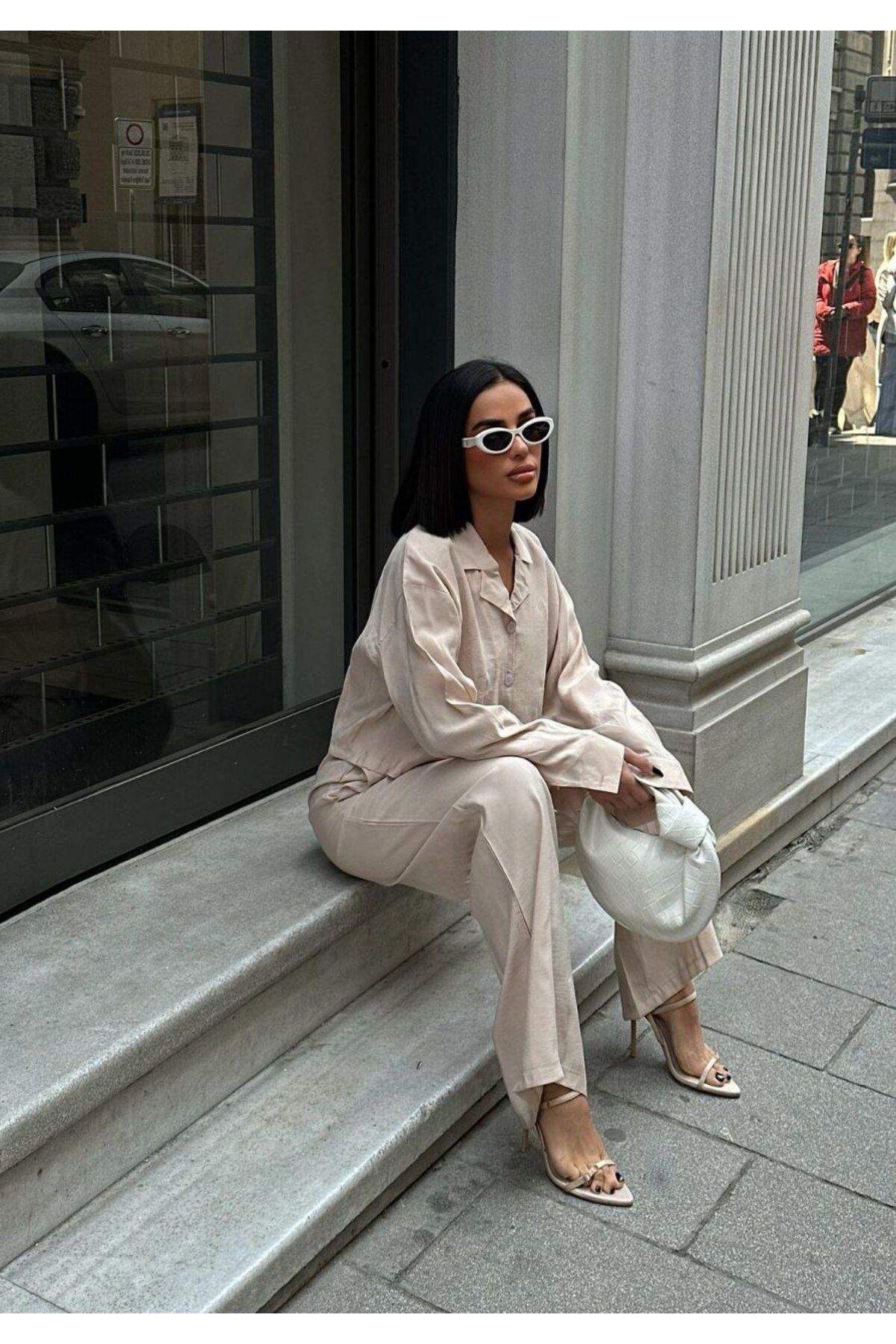 Castivo Fashion Düğme Detaylı Gömlek Yaka Salaş Takım