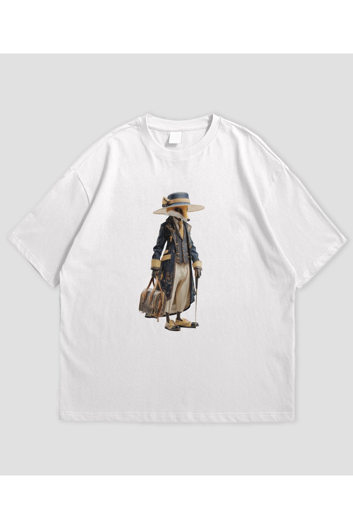 SVART WEAR Gentlemen Fox Tasarımlı Unisex Oversize T-shirt