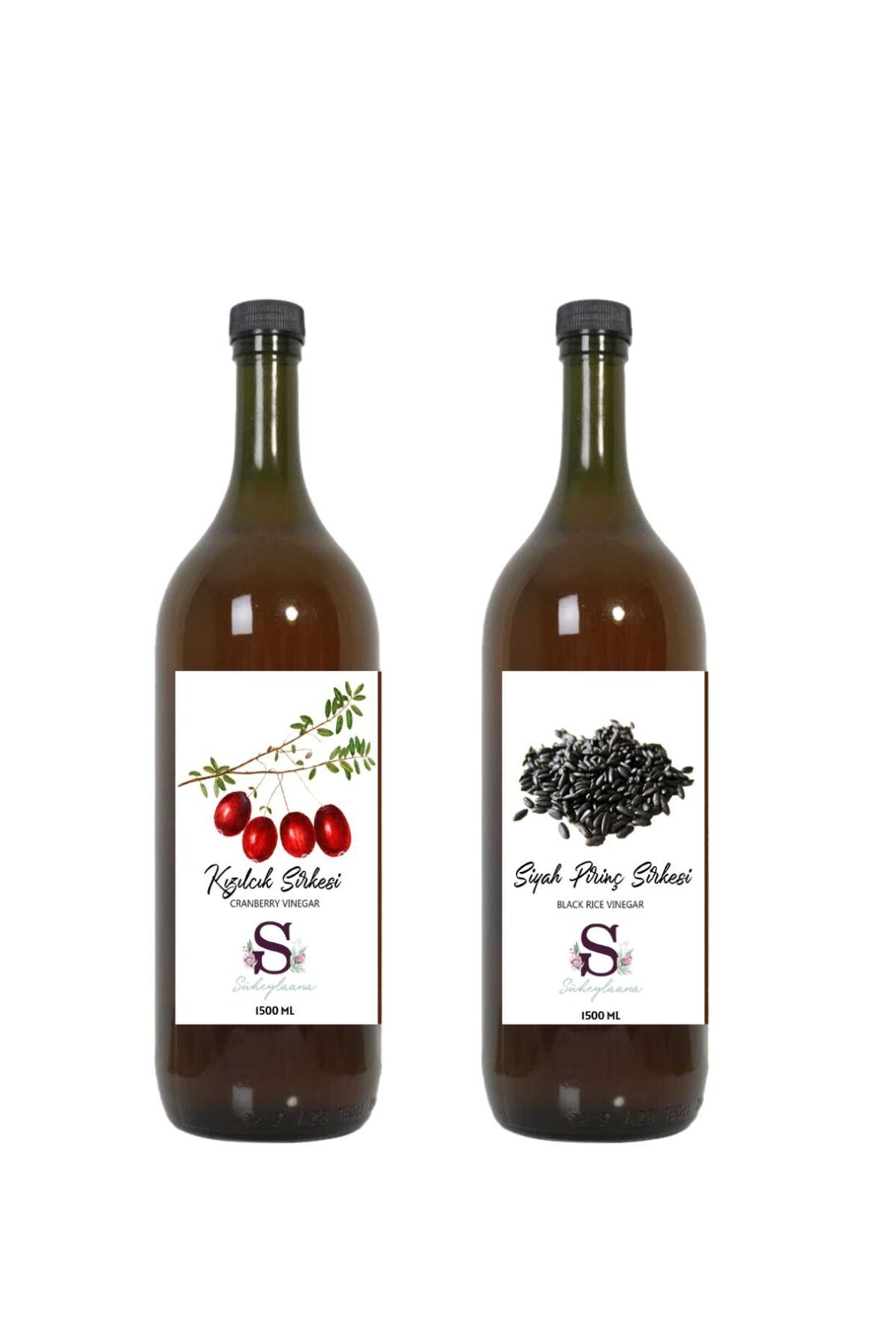 Süheylaana Doğal Kızılcık Sirkesi 1500 Ml - Doğal Siyah Pirinç Sirkesi 1500 Ml