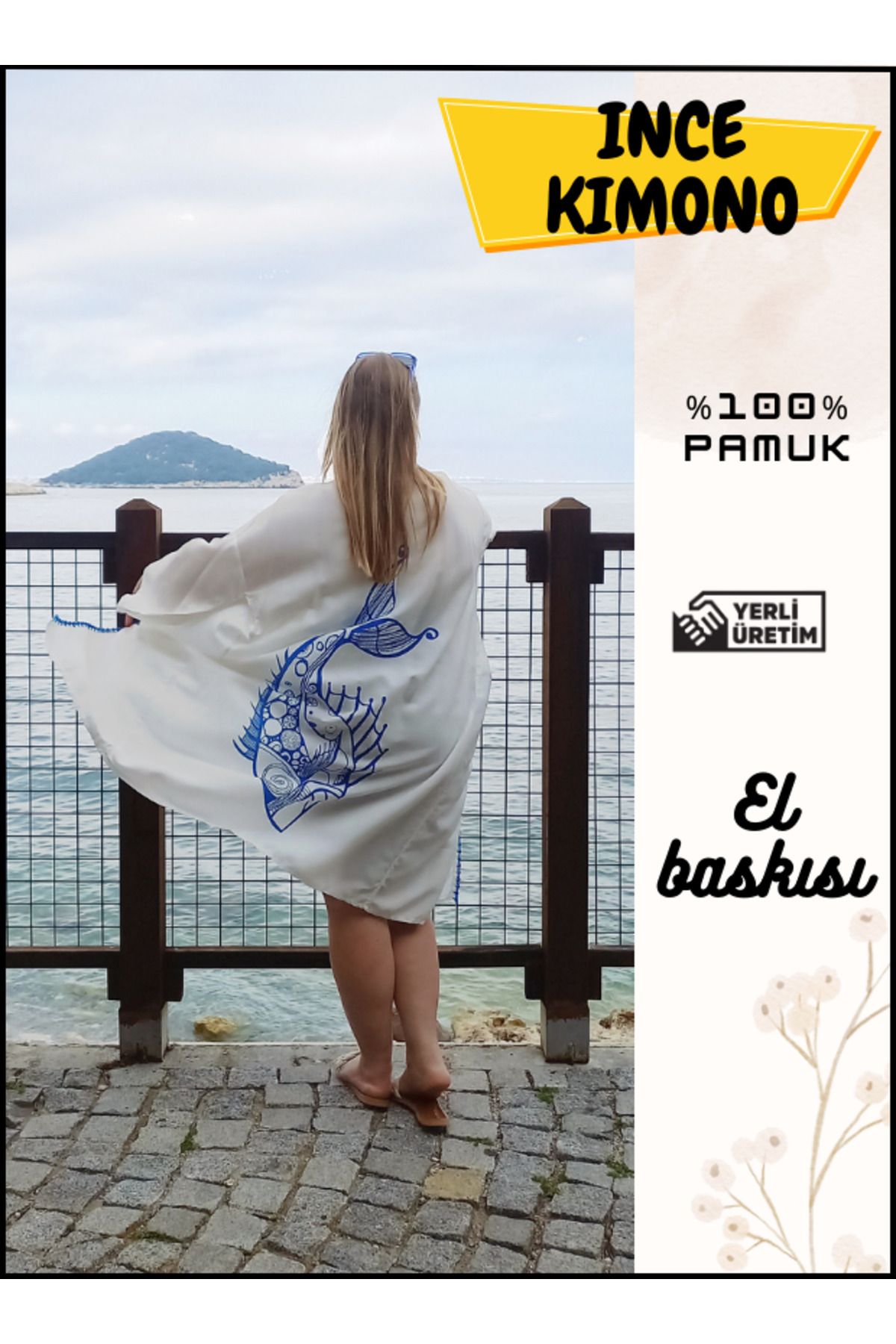 RENGARENK Tesettür Mayo Üzerine Tek Kaftan Kimono İnce Pareo