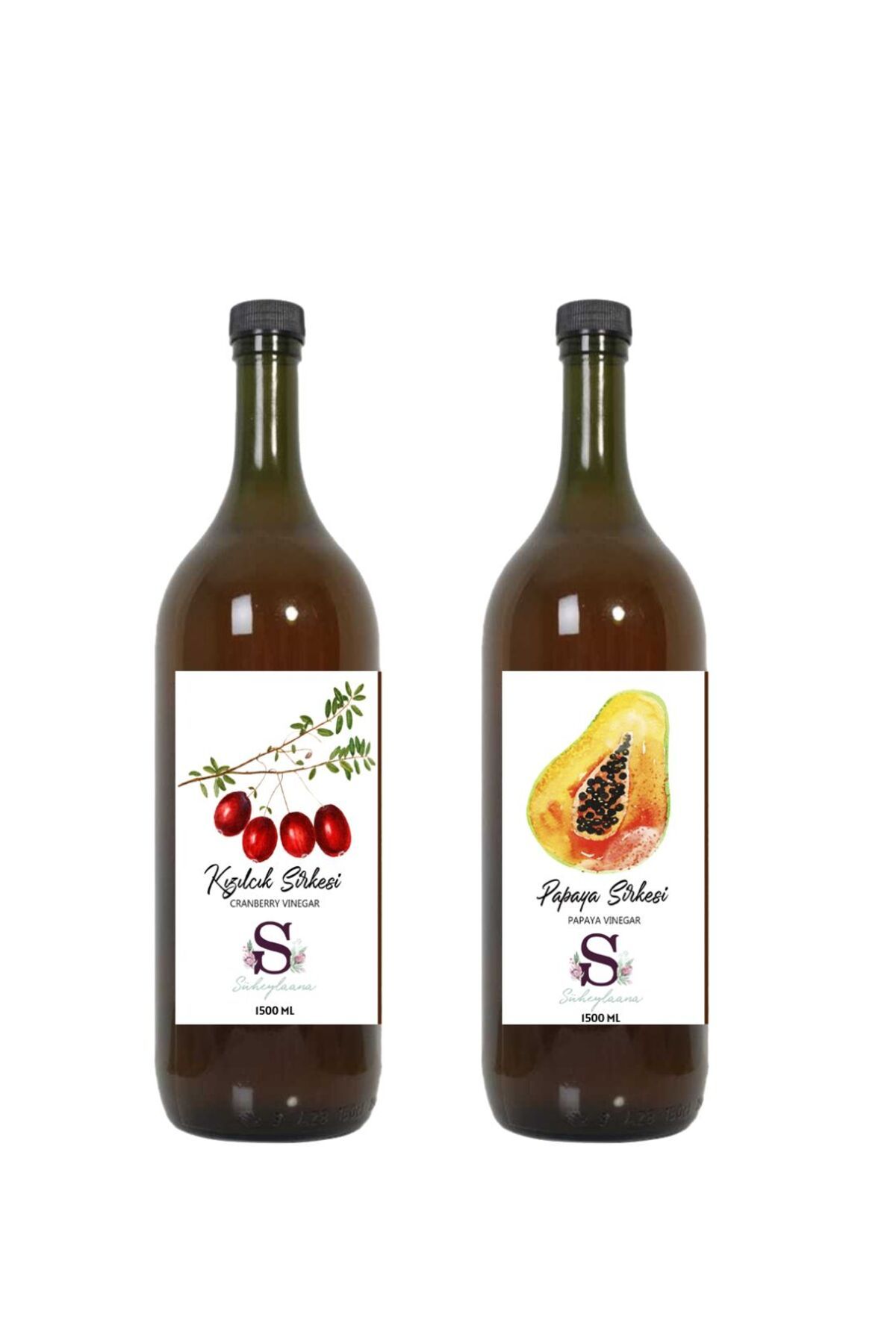 Süheylaana Doğal Kızılcık Sirkesi 1500 Ml - Doğal Papaya Sirkesi 1500 Ml