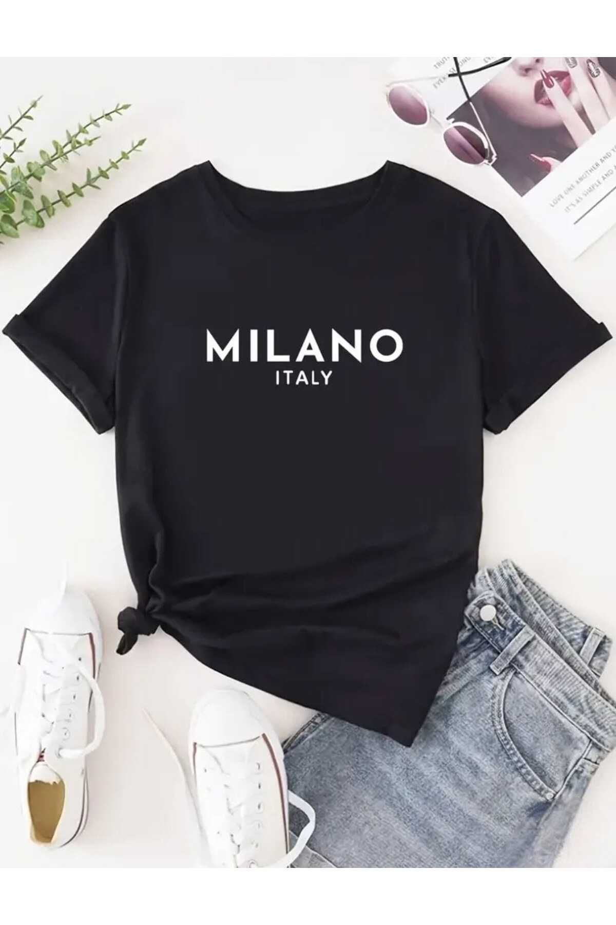 TekTarzz Unisex Mılano ITALY Baskı Tasarımlı Tshirt
