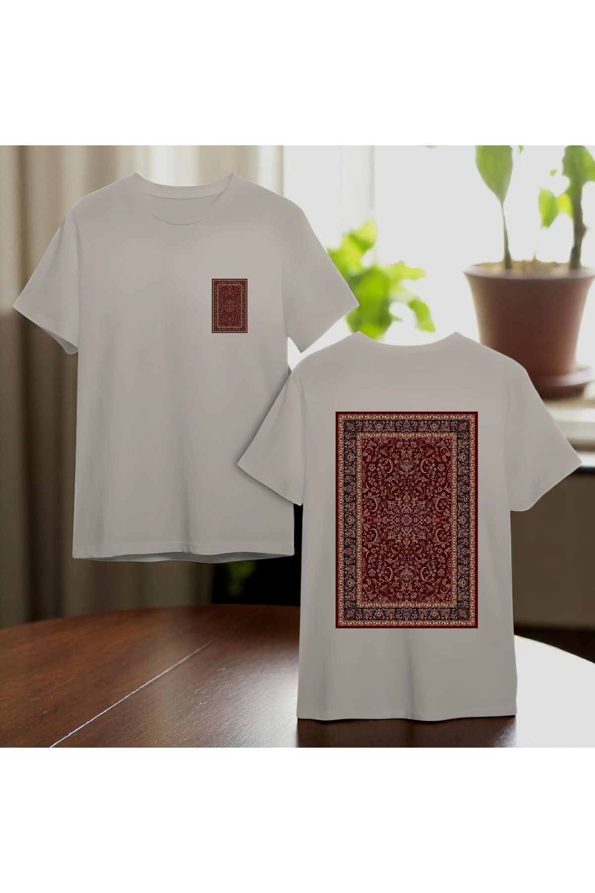 PRİNT ON "Baskılı Tişört Unisex %100 Pamuk Otantik Desen Etnik Desen Rahat Kalıp