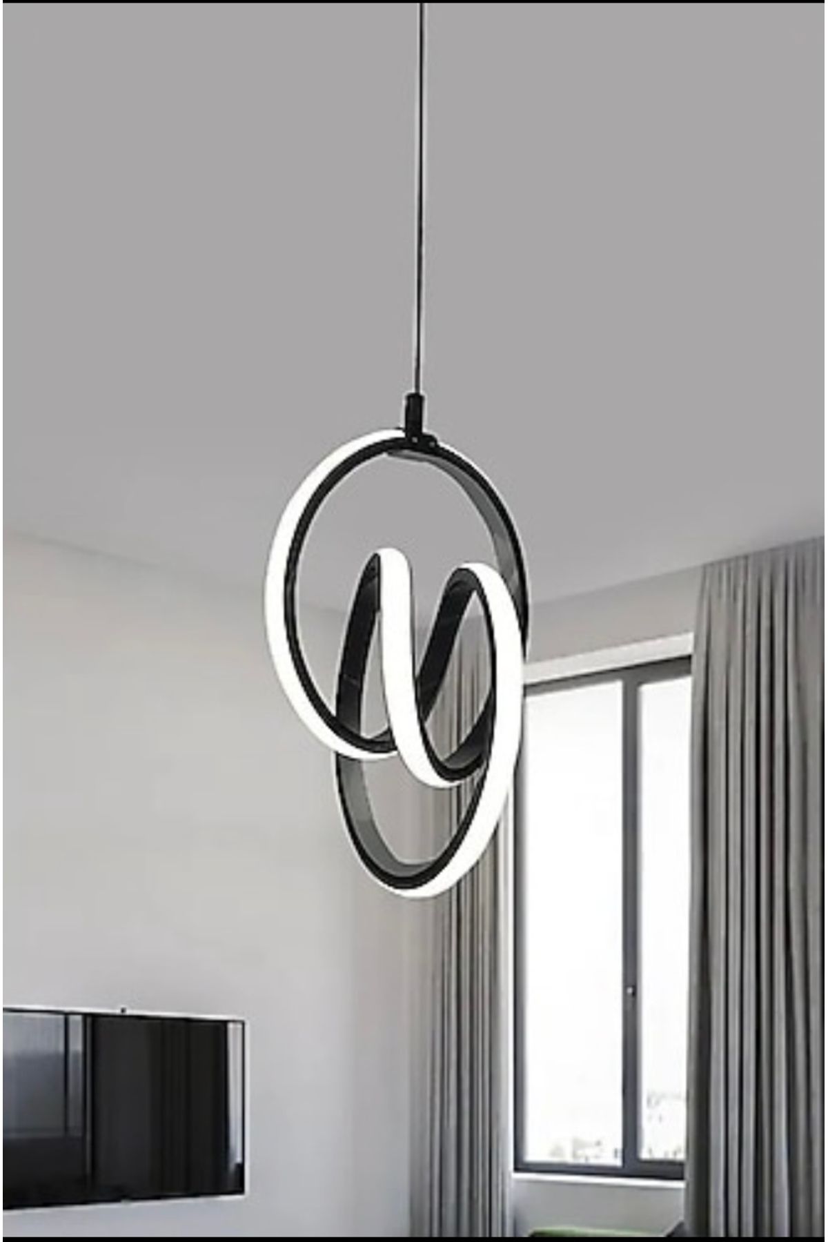 Home İmza Modern Siyah Kasa Üç Renk (Beyaz Sar Ve Gün Işığı) İmza Ledli Avize