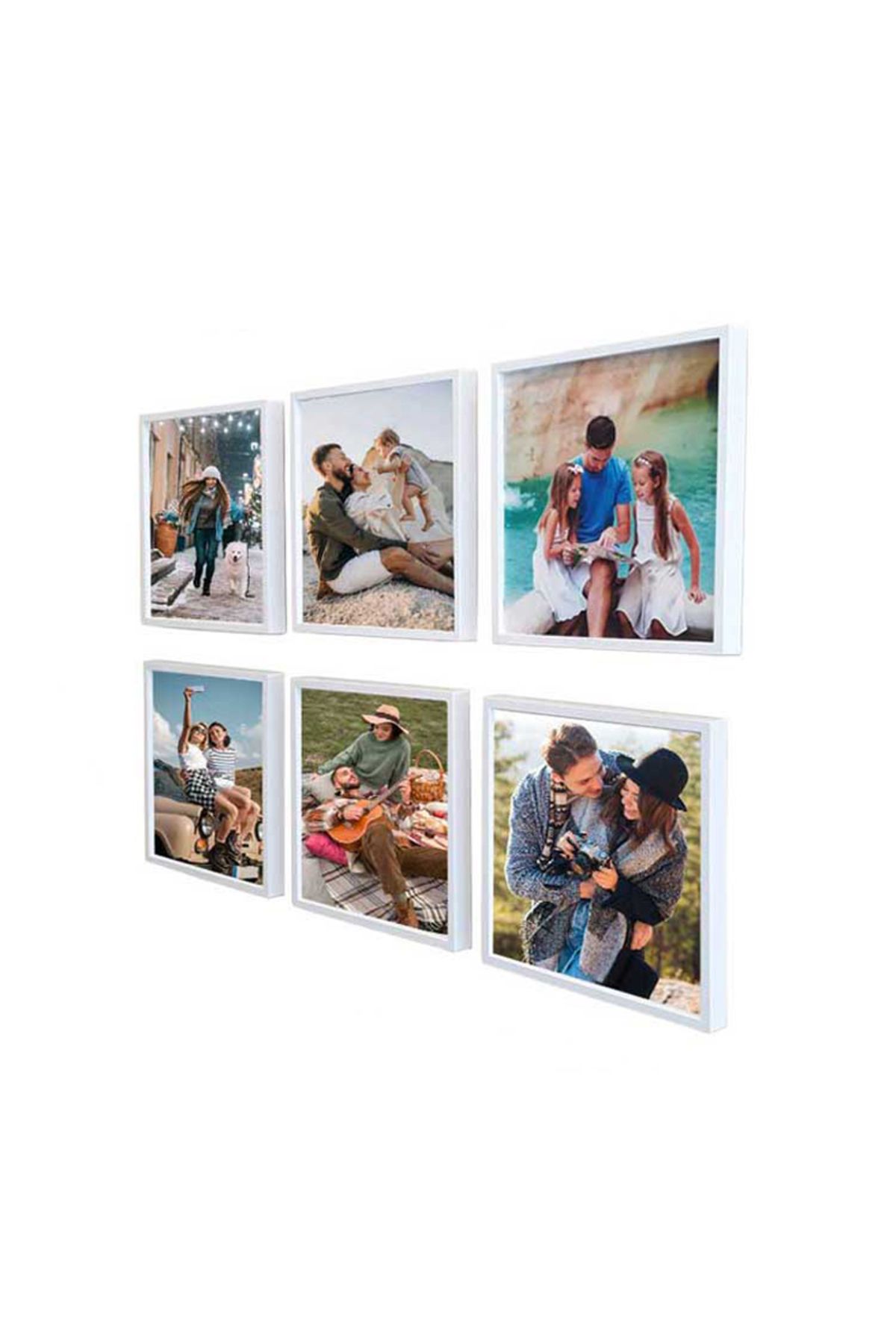 best hediye Yapışan Sök Tak Kare Sarı Çerçeve - 6 Lı Paket(baskı Dahil)
