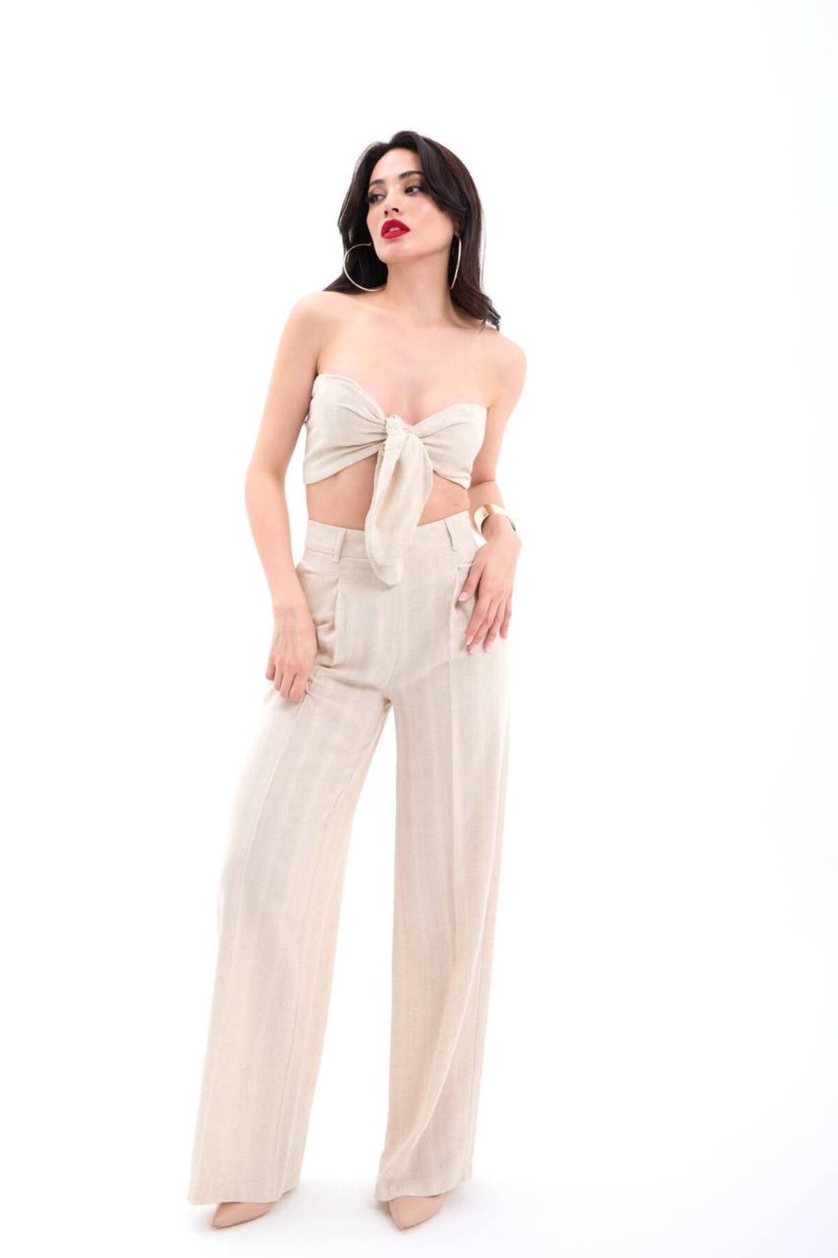 Castivo Fashion Linen Breeze Straplez Bağlamalı Takım