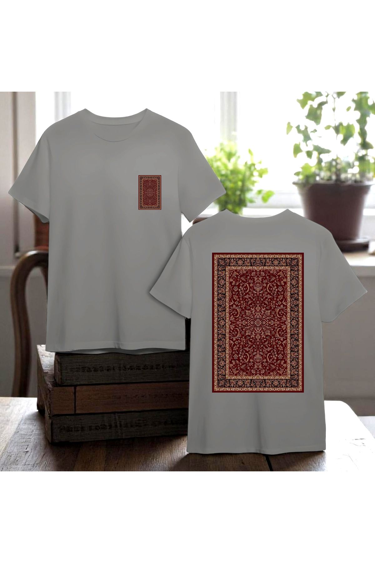 PRİNT ON "Baskılı Tişört Unisex %100 Pamuk Otantik Desen Etnik Desen Rahat Kalıp