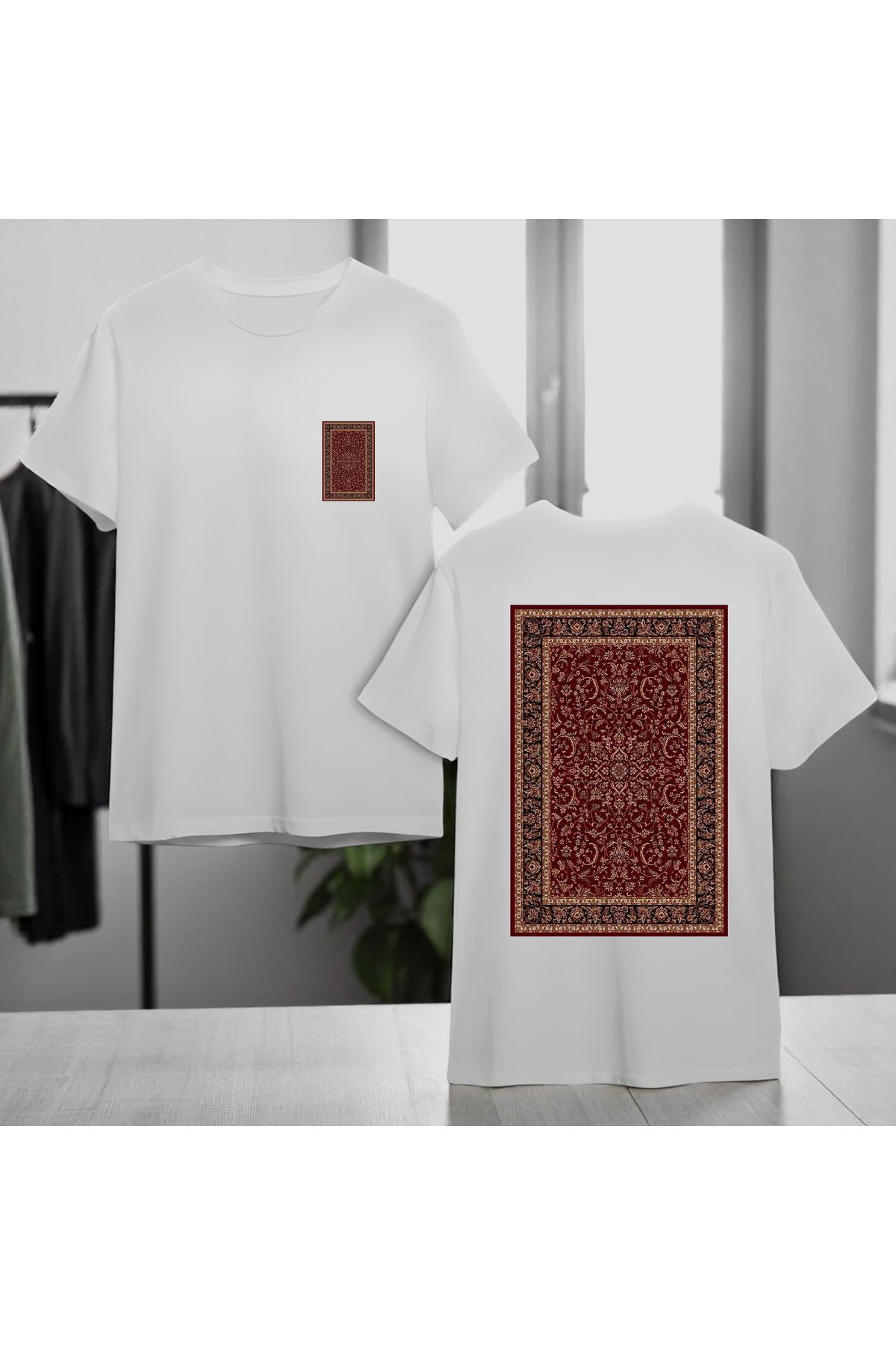 PRİNT ON "Baskılı Tişört Unisex %100 Pamuk Otantik Desen Etnik Desen Rahat Kalıp