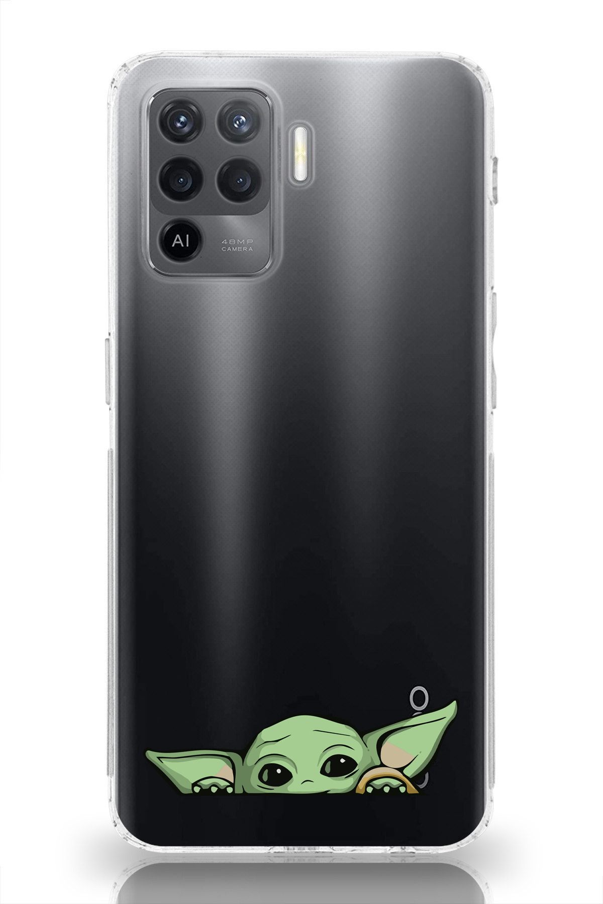 moonset Oppo Reno 5 Lite Uyumlu Yoda Tasarımlı Baskılı Şeffaf Telefon Kılıfı