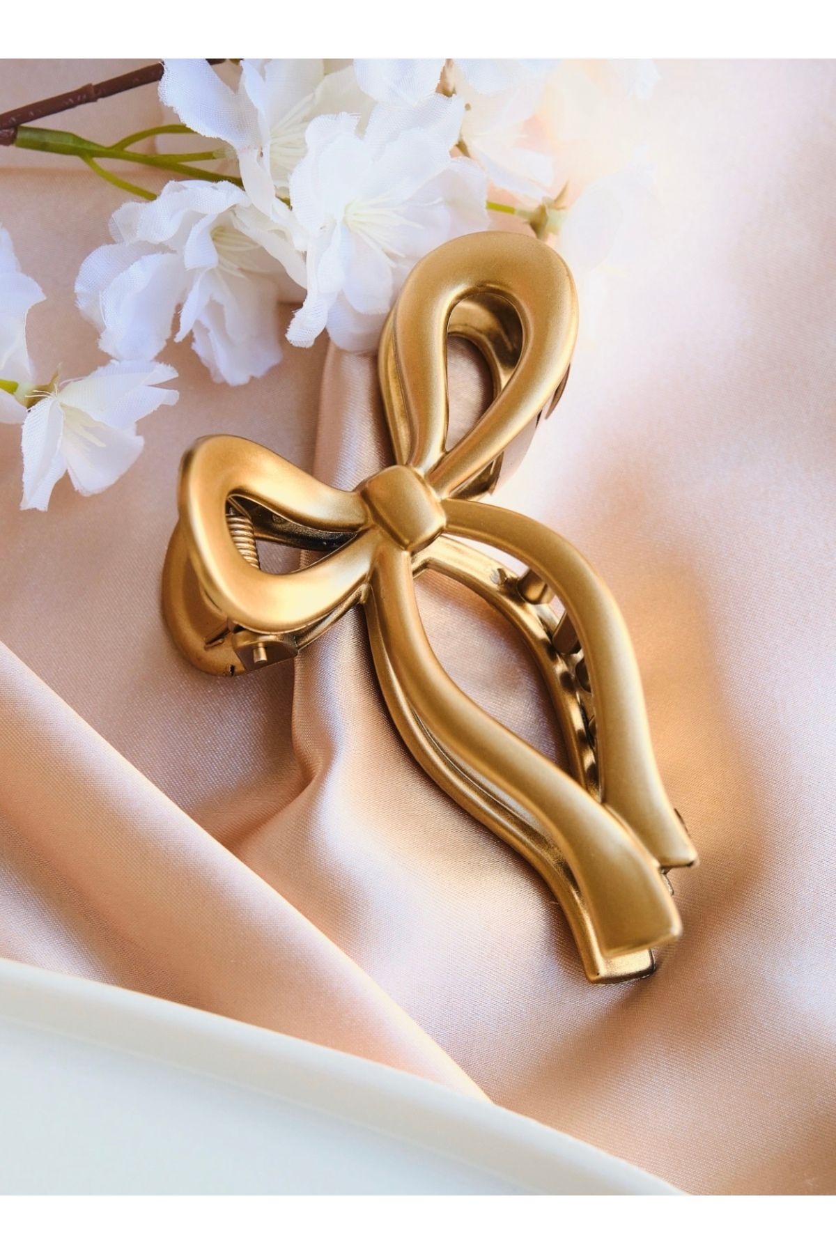 Monalisa Kadın Gold Fiyonk Toka 11 Cm Büyük Boy