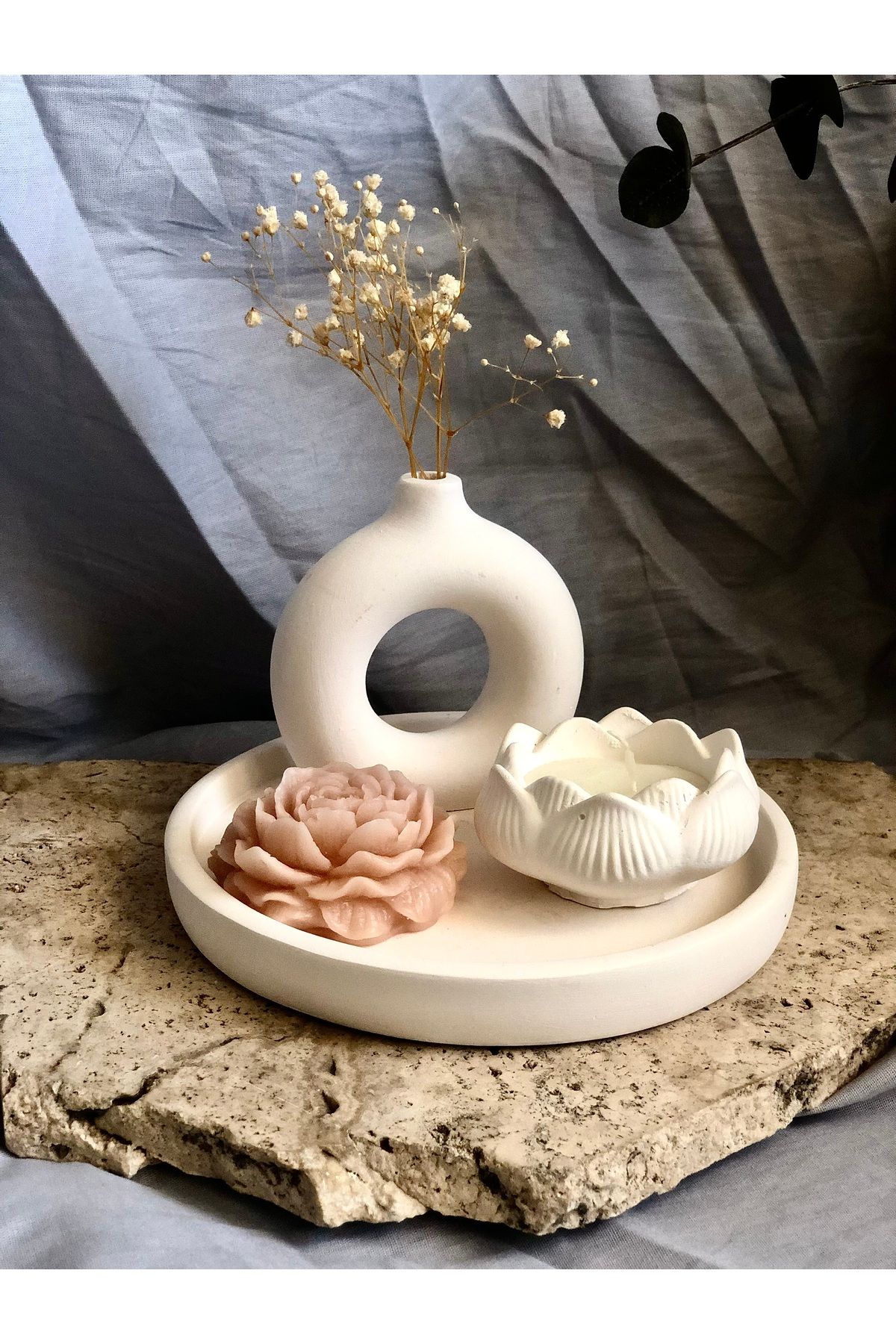 thiramis homeconcept Dekoratif Lotus Mum & Şakayık Mum Renkli Set