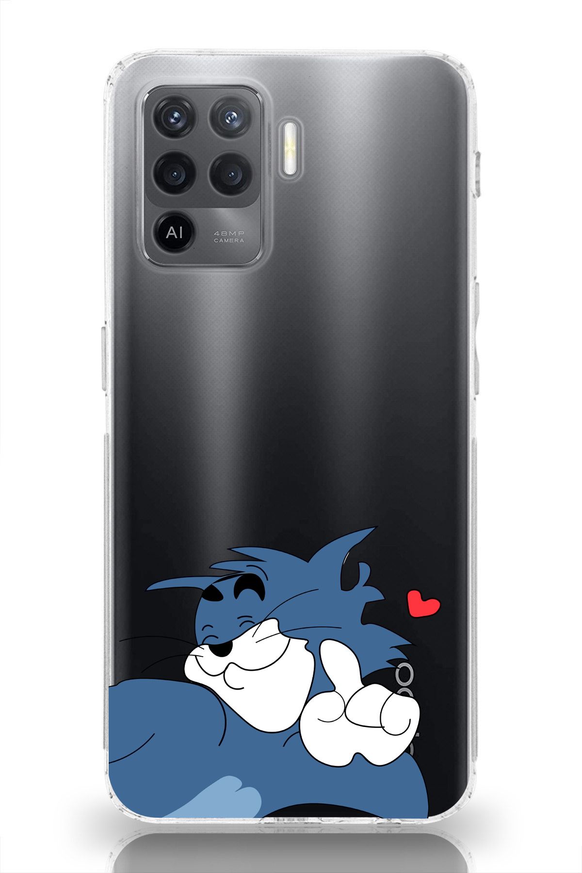 moonset Oppo Reno 5 Lite Uyumlu Tom Tasarımlı Baskılı Şeffaf Telefon Kılıfı
