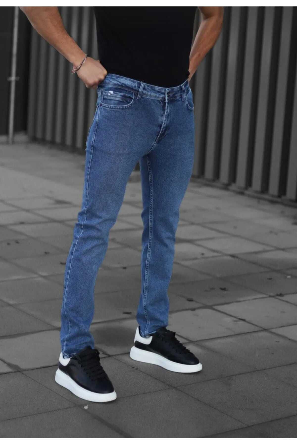 KDY Erkek Düz Klasik Rahat Kesim Regular Fit Likralı Kot Jeans