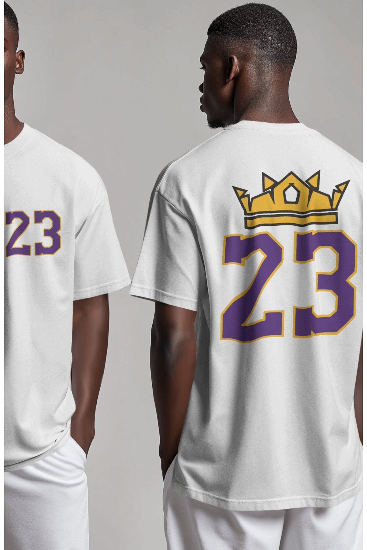 Fuddy Moda Unisex King 23 Le Bron James Sırt Baskılı Tişört, Oversize Basketbol Temalı T-Shirt