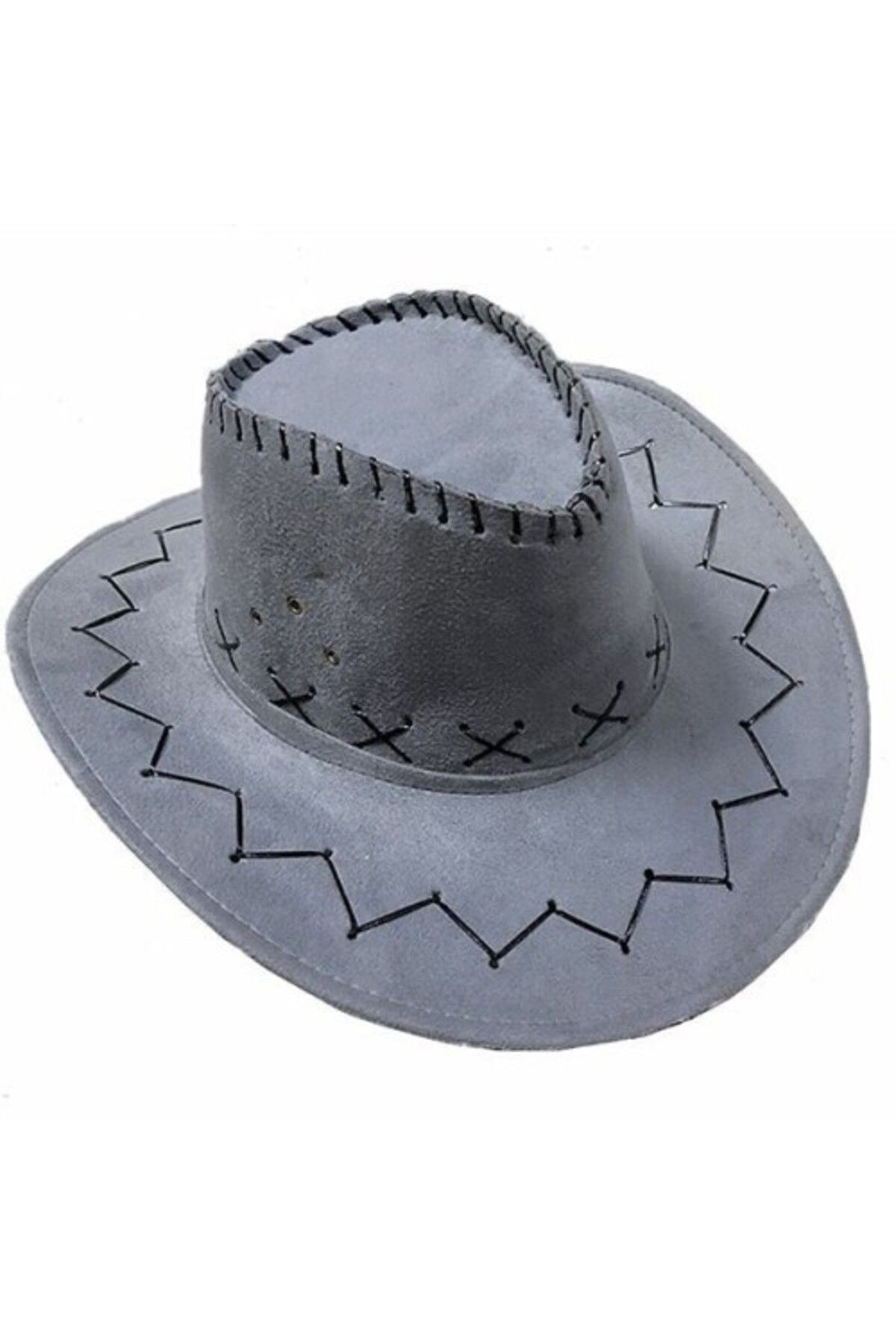 GK7 Store Bağcıklı Çocuk Boy Nubuk Kovboy Şapkası Koyu Gri Renk