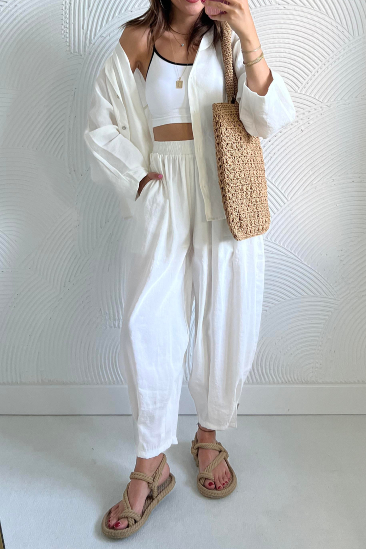Suziş-Women's Oversize Shirt Pants Set - 50957 3