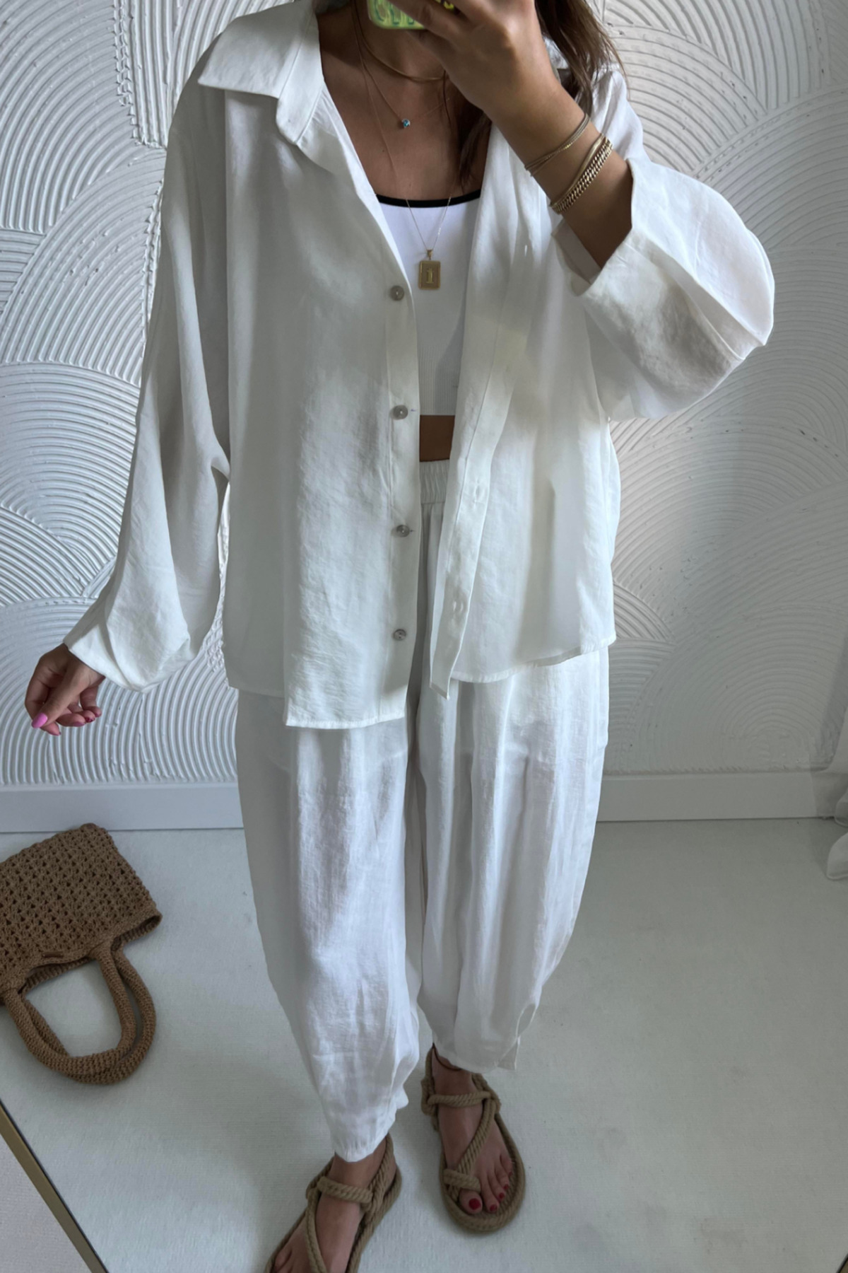 Suziş-Women's Oversize Shirt Pants Set - 50957 5