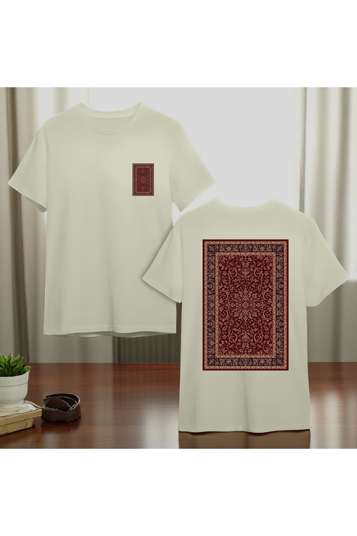 PRİNT ON "Baskılı Tişört Unisex %100 Pamuk Otantik Desen Etnik Desen Rahat Kalıp