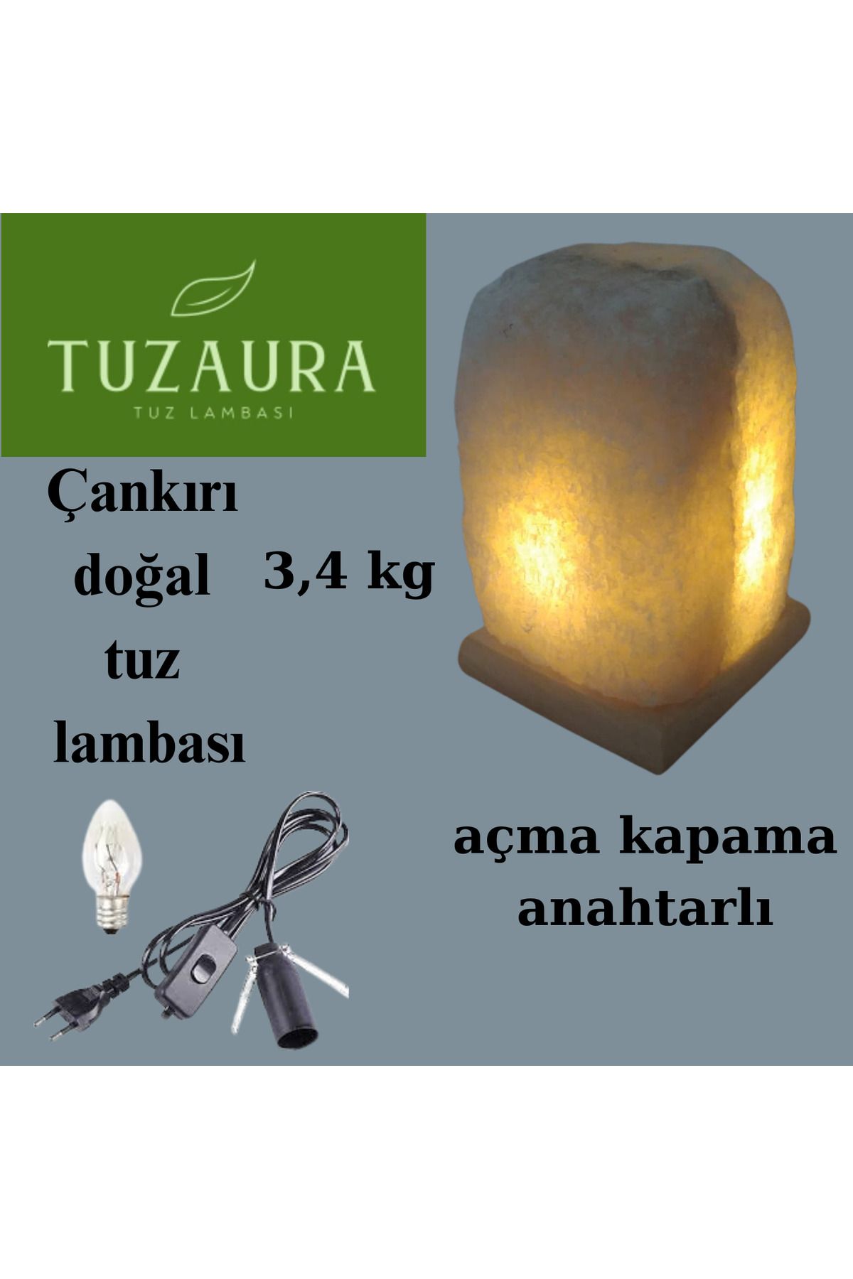 tuzaura tuz lambası Çankırı specıal doğal tuz lambası 3,4 kg ağırlığında
