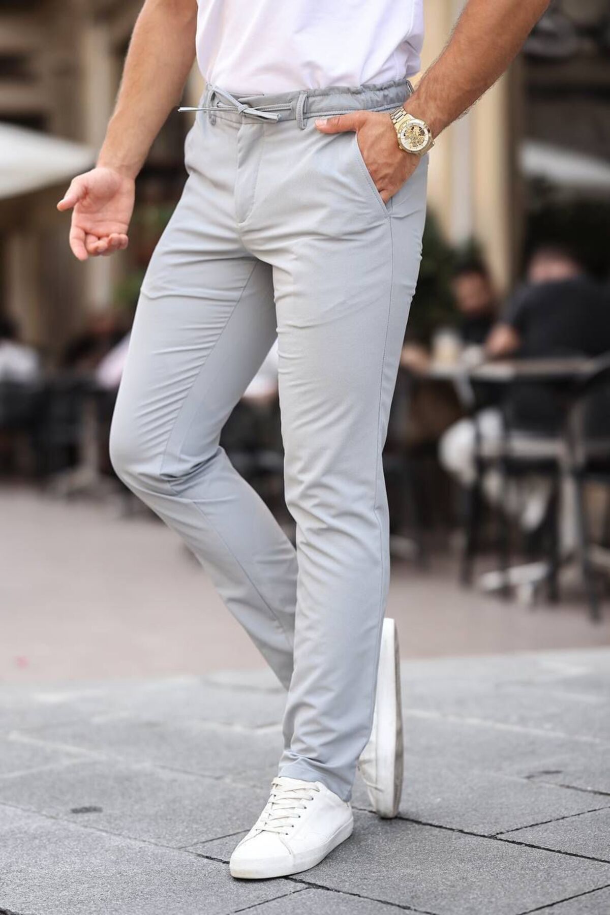 Alpha star Dokuma kendiliğinden desenli jogger pantolon