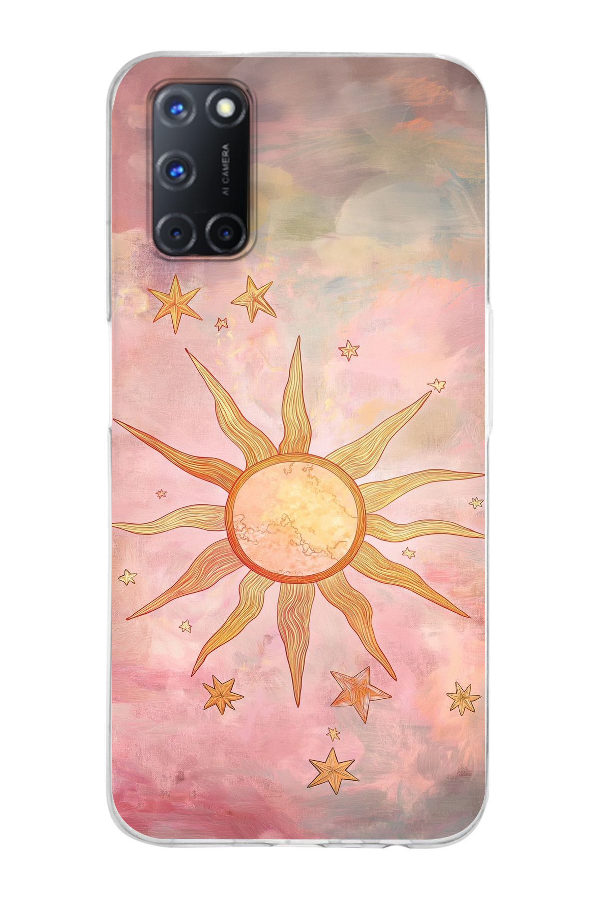 moonset Oppo A52 / A72 / A92 Uyumlu Güneş Tasarımlı Baskılı Şeffaf Telefon Kılıfı