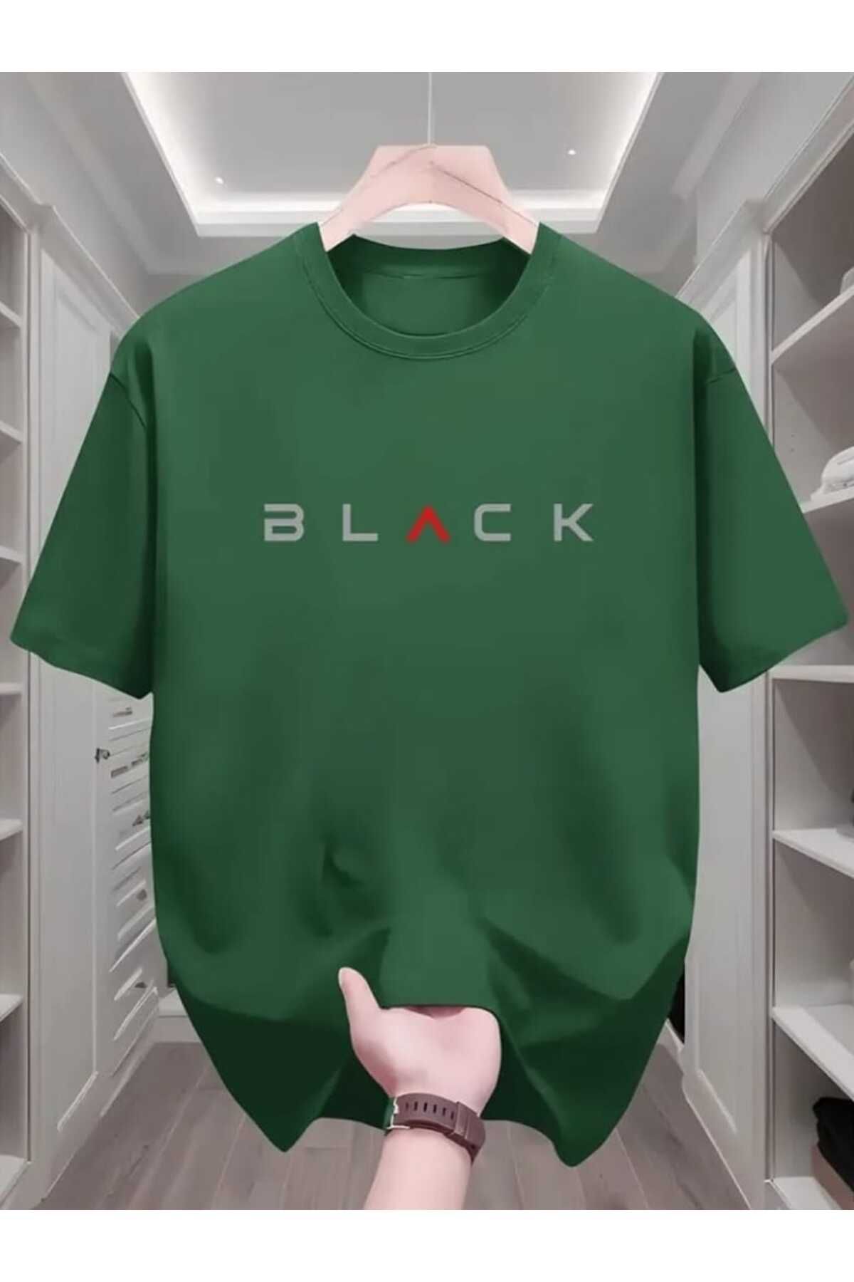 TekTarzz Unisex Erkek Black Baskı Tasarımlı Tshirt