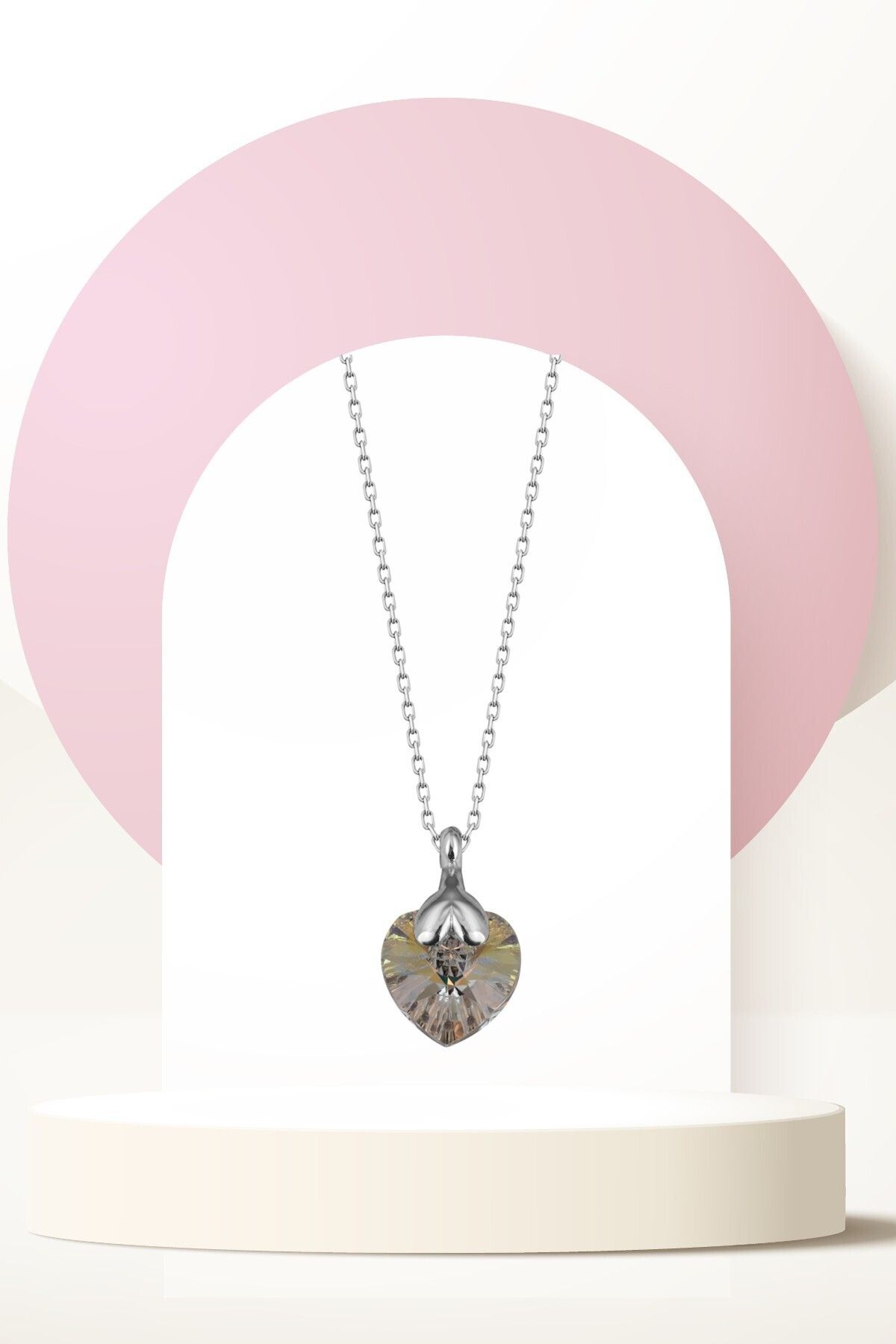 Swarovski Zirconia Crystal Taşlı Kalp Kolye Kadın Takı