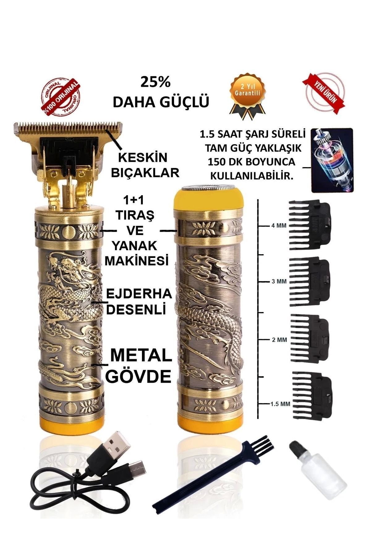 teknotrust Kp-2074 2 İn 1 Profosyonel Suya Dayanaklı Ense Ve Yanak Makinası