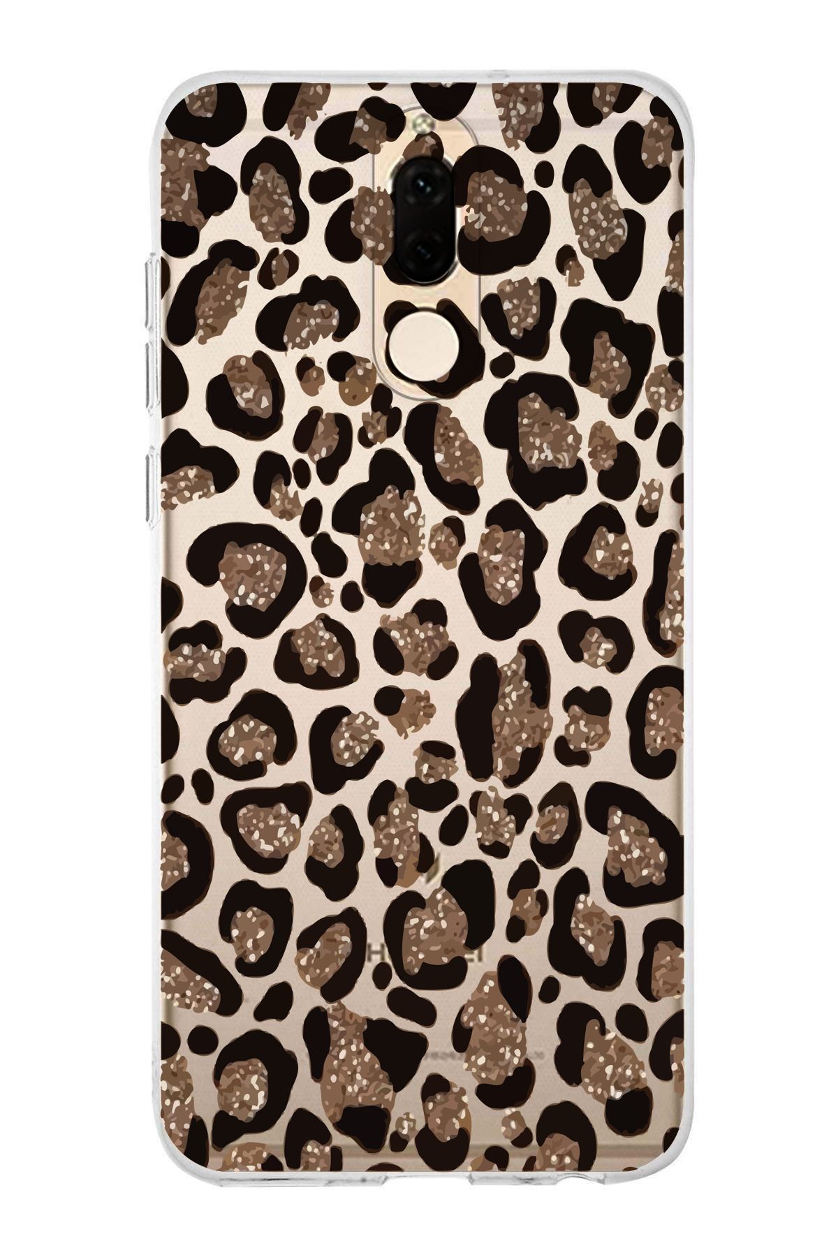 moonset Huawei Mate 10 Lite Uyumlu Leopar Tasarımlı Baskılı Şeffaf Telefon Kılıfı