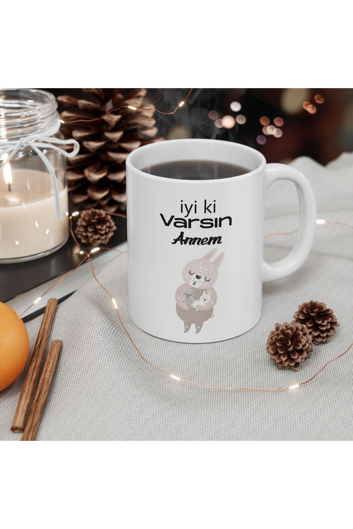 BASKIBAZAR Since 2020 Anne ve Yavru Tavşan Anneler günü İyi ki varsın Doğum Günü Hediyesi - Hediye Porselen Kupa Bardak