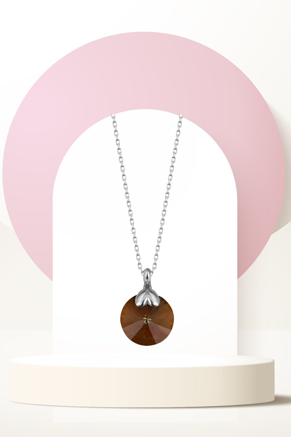 Swarovski Zirconia Crystal Taşlı Brown Kolye Kadın Takı Trendleri