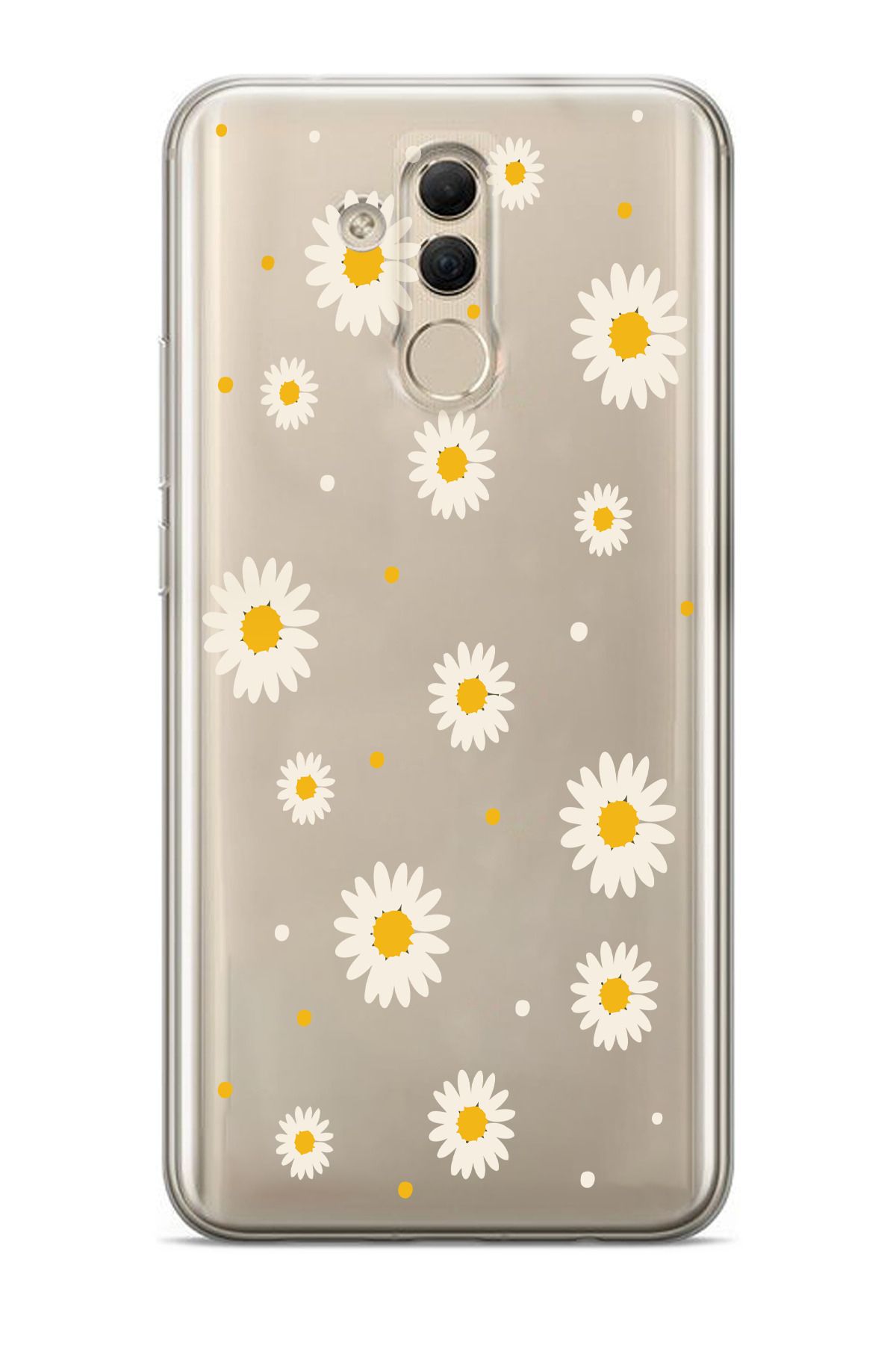 moonset Huawei Mate 20 Lite Uyumlu Papatya Tasarımlı Baskılı Şeffaf Telefon Kılıfı