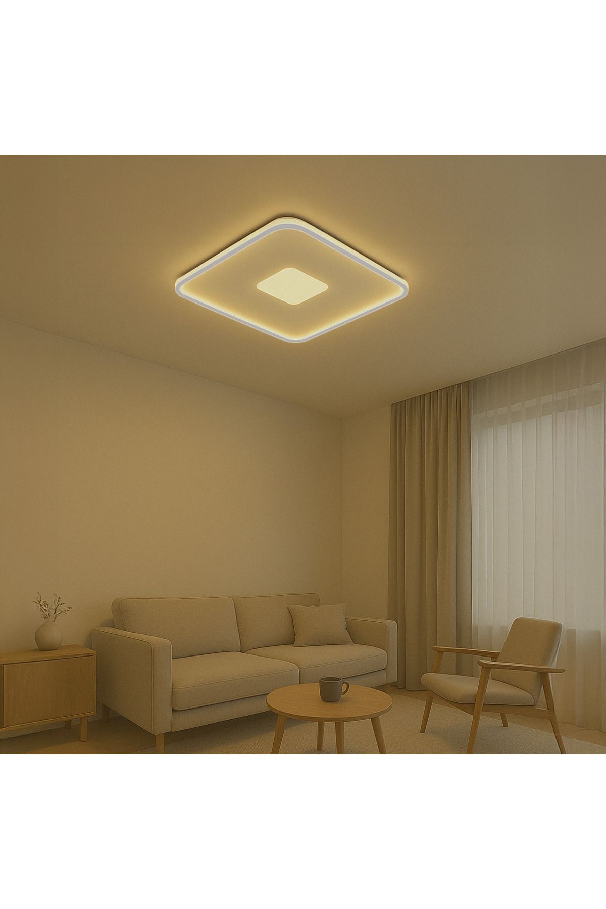 LEDSARAYI Modern Dekoratif Kare Plafonyer Led Avize 60*60 Cm 3 Renk 110W