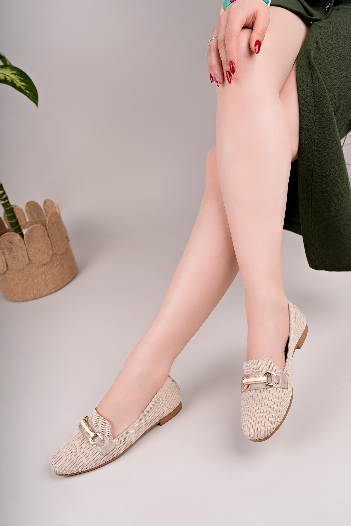 SİLVER MODA-Flat Buckle Knitwear Ballerina 3