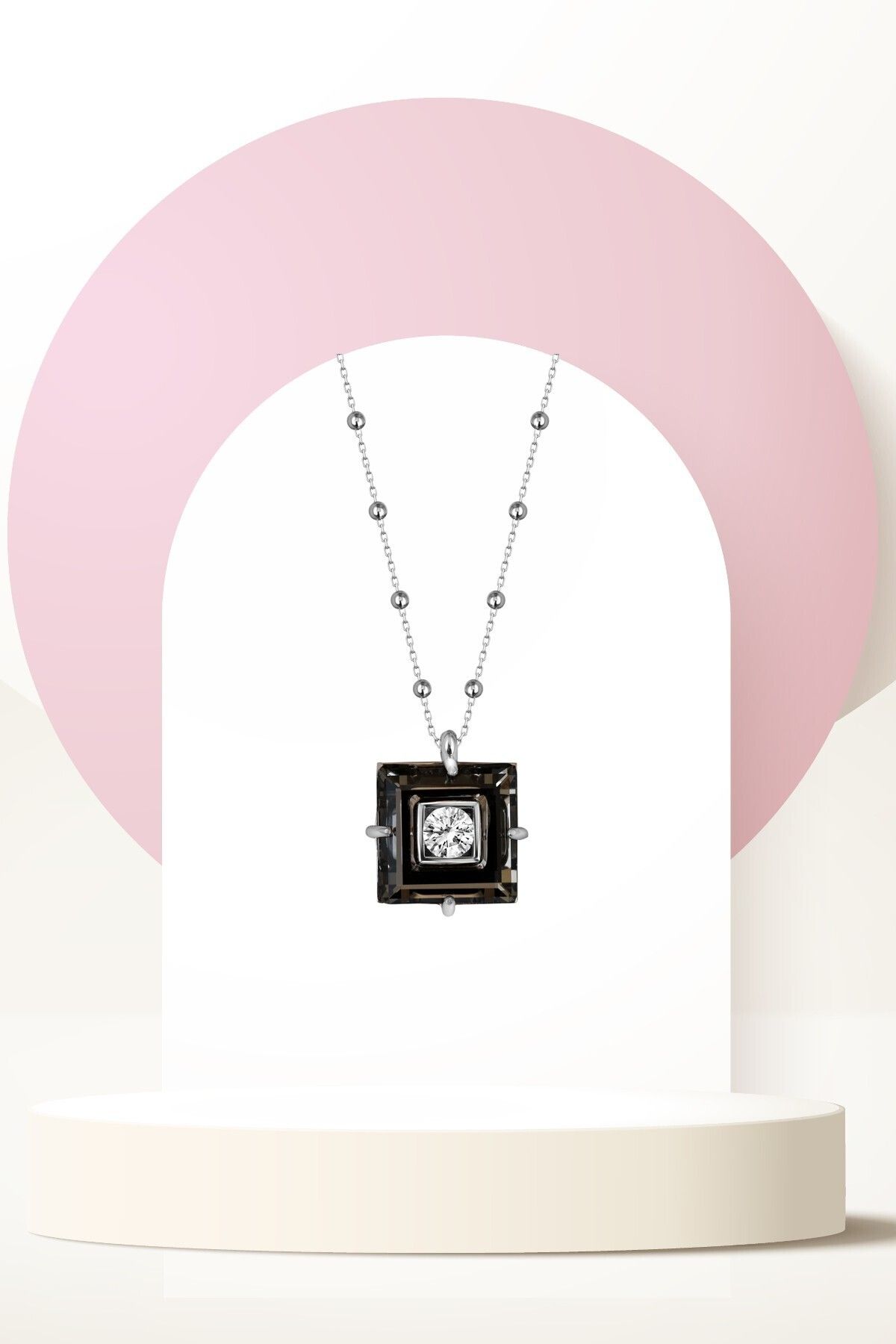 Swarovski Zirconia Crystal Taşlı Black Diamond Kolye Kadın Işıltılı Takı