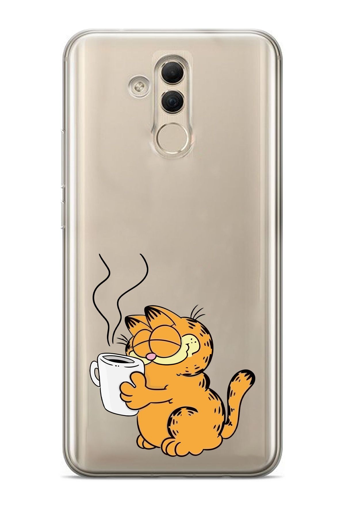 moonset Huawei Mate 20 Lite Uyumlu Garfield Tasarımlı Baskılı Şeffaf Telefon Kılıfı