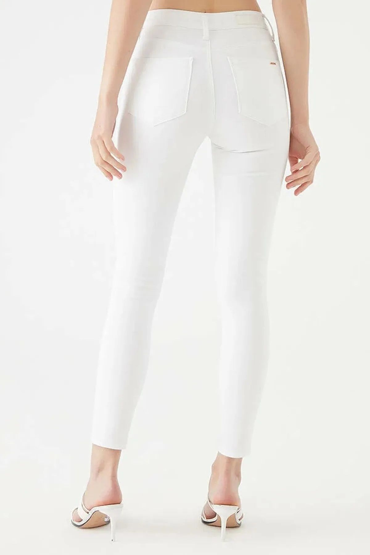 BİRDALİFE WEAR Super Skinny Beyazz Yüksek Bel Bilek Boy Dar Paça (iç Göstermez)