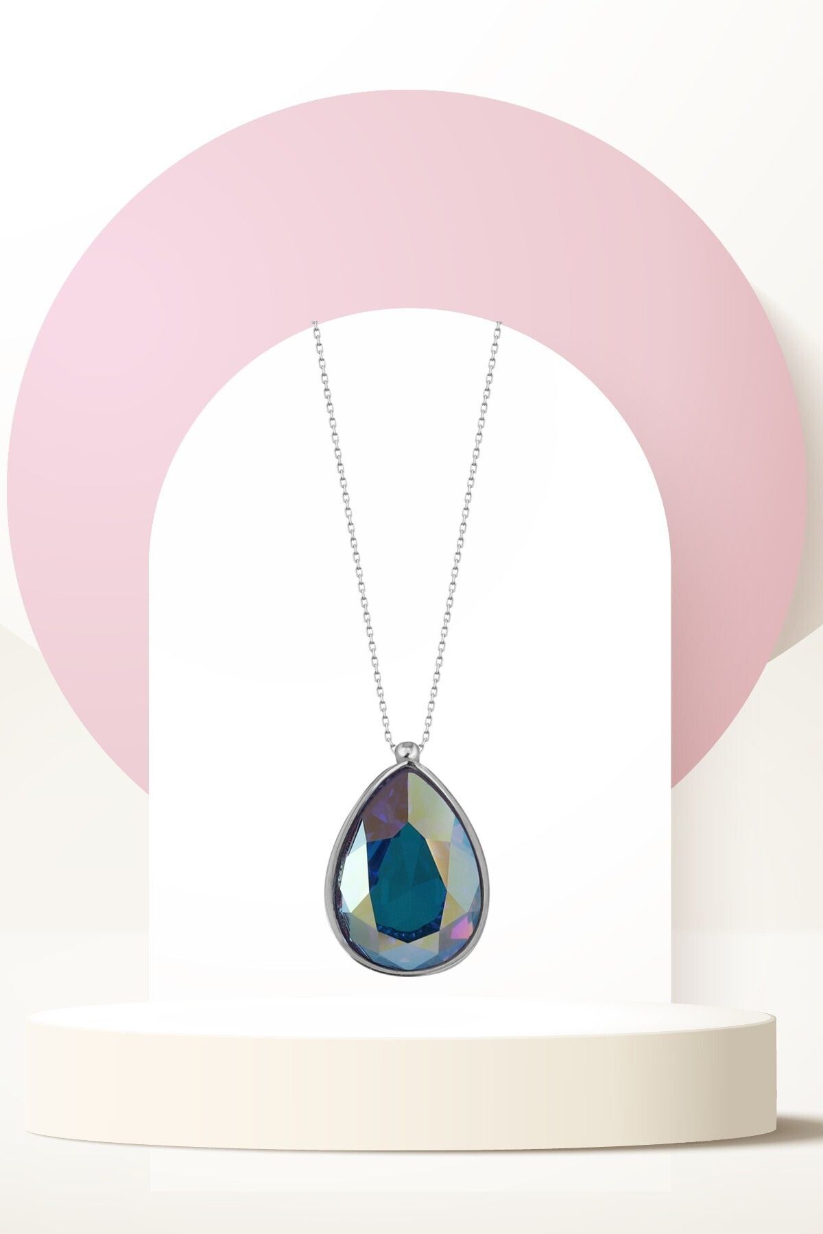 Swarovski Zirconia Crystal Taşlı Damla Kolye Kadın Moda Takı
