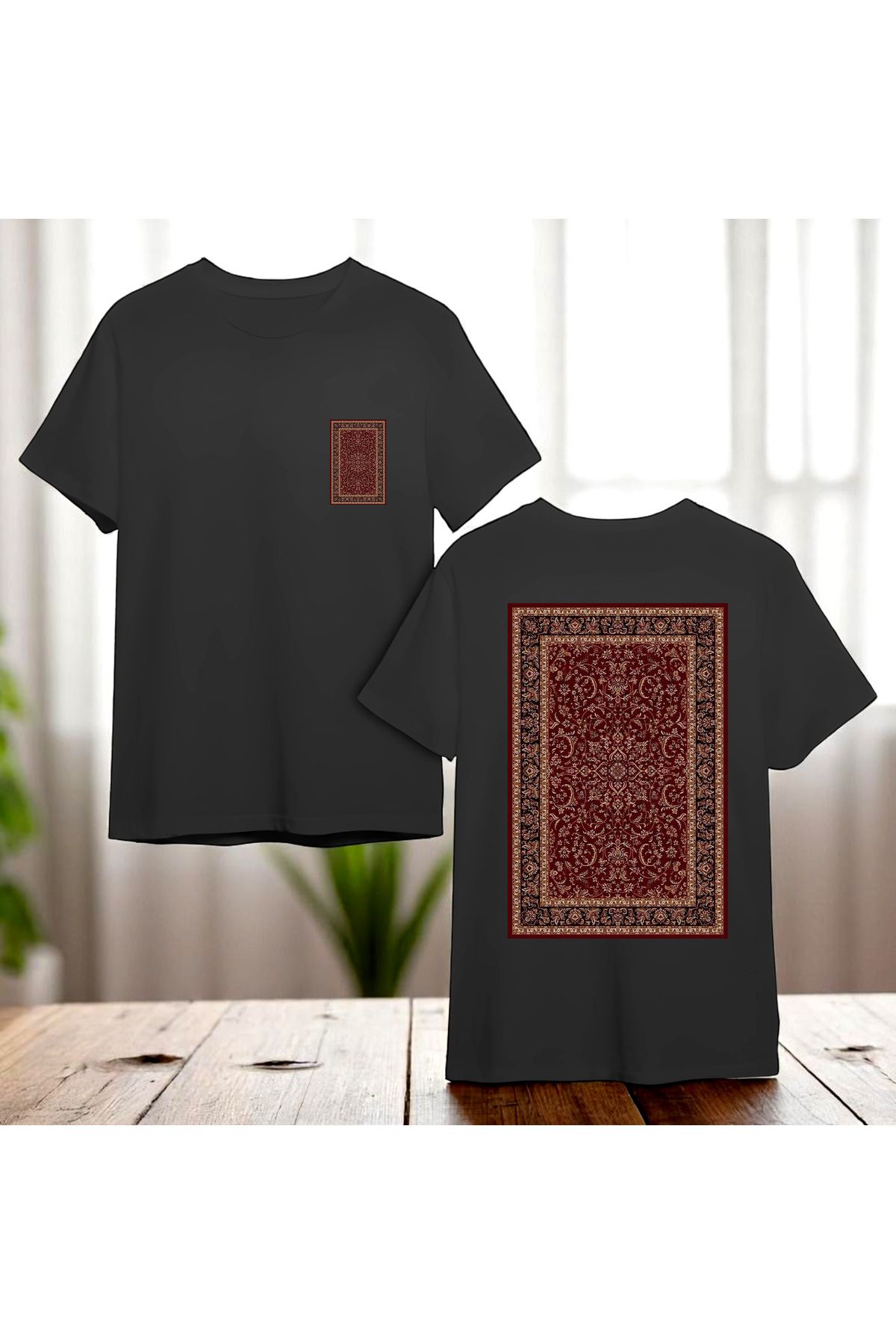 PRİNT ON "Baskılı Tişört Unisex %100 Pamuk Otantik Desen Etnik Desen Rahat Kalıp
