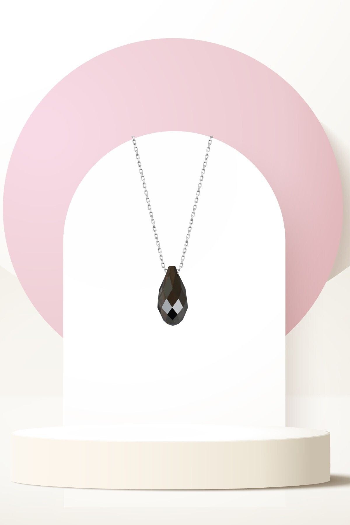 Swarovski Zirconia Crystal Taşlı Black Drop Kolye Kadın Gece Takısı