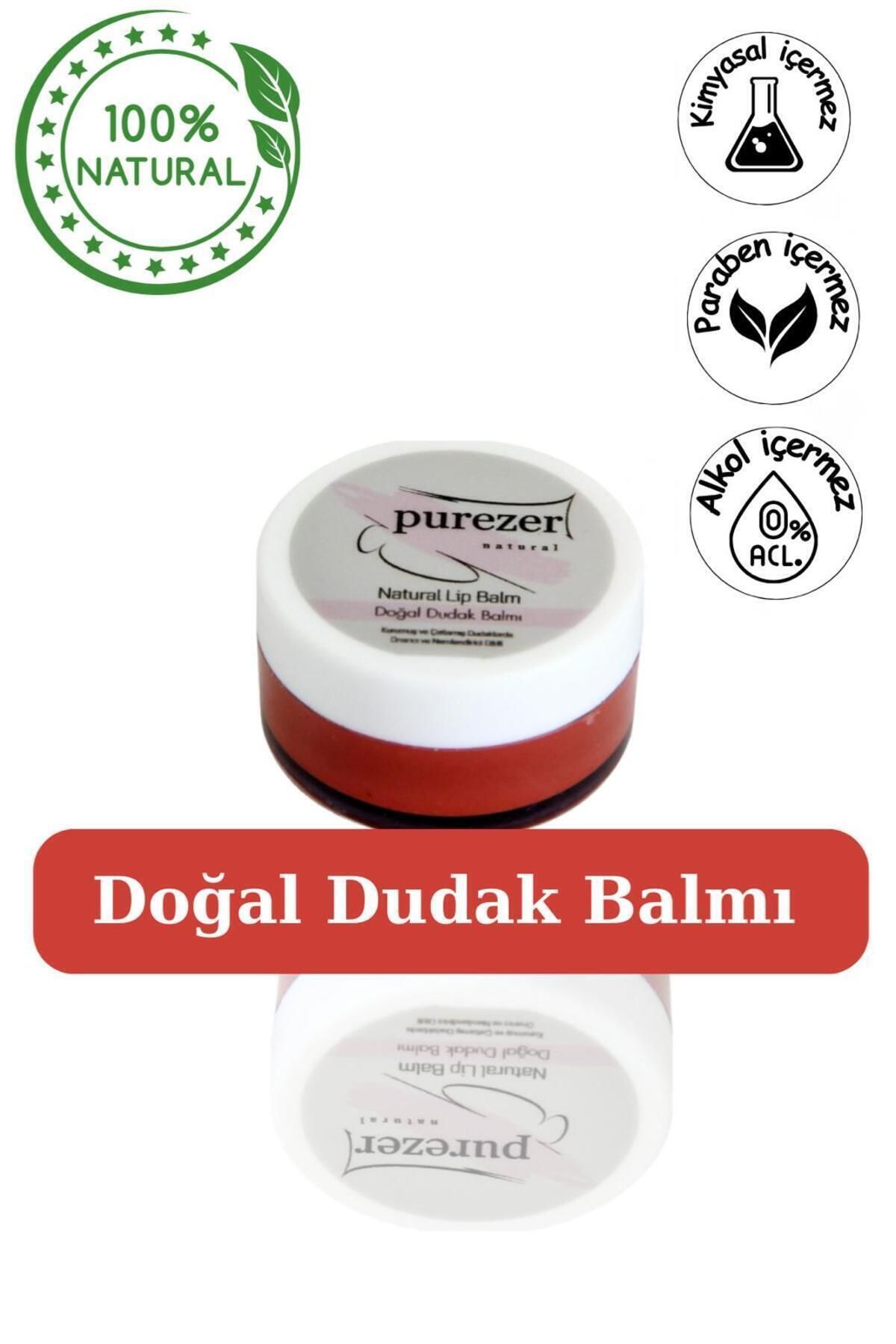 PUREZER NATURAL Doğal Dudak Balmı 10 ml - Bitkisel Içerikli Lip Balm - Nemlendirici ve Yumuşatıcı Bakım