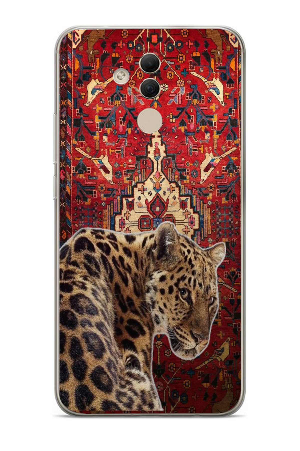 moonset Huawei Mate 20 Lite Uyumlu Leopar Tasarımlı Baskılı Şeffaf Telefon Kılıfı