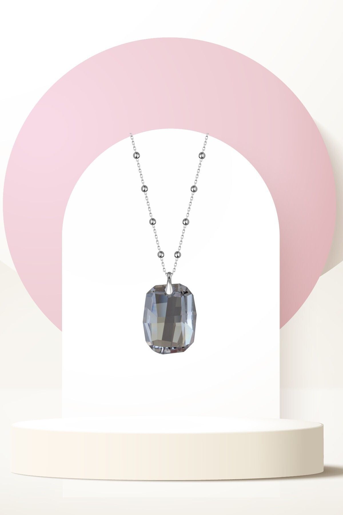 Swarovski Zirconia Crystal Taşlı Baget Kesim Kolye Kadın Klasik Model
