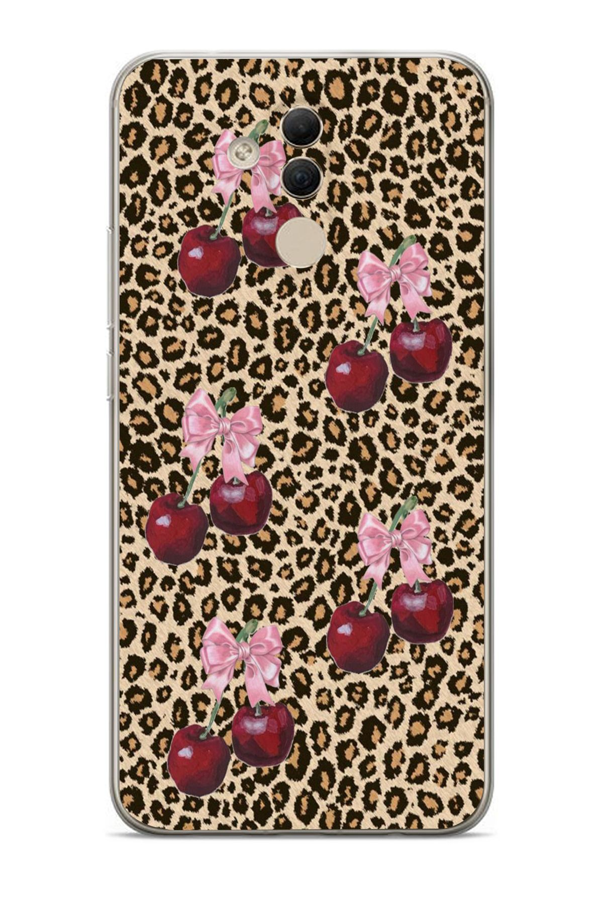 moonset Huawei Mate 20 Lite Uyumlu Leopar ve Fiyonk Tasarımlı Baskılı Şeffaf Telefon Kılıfı