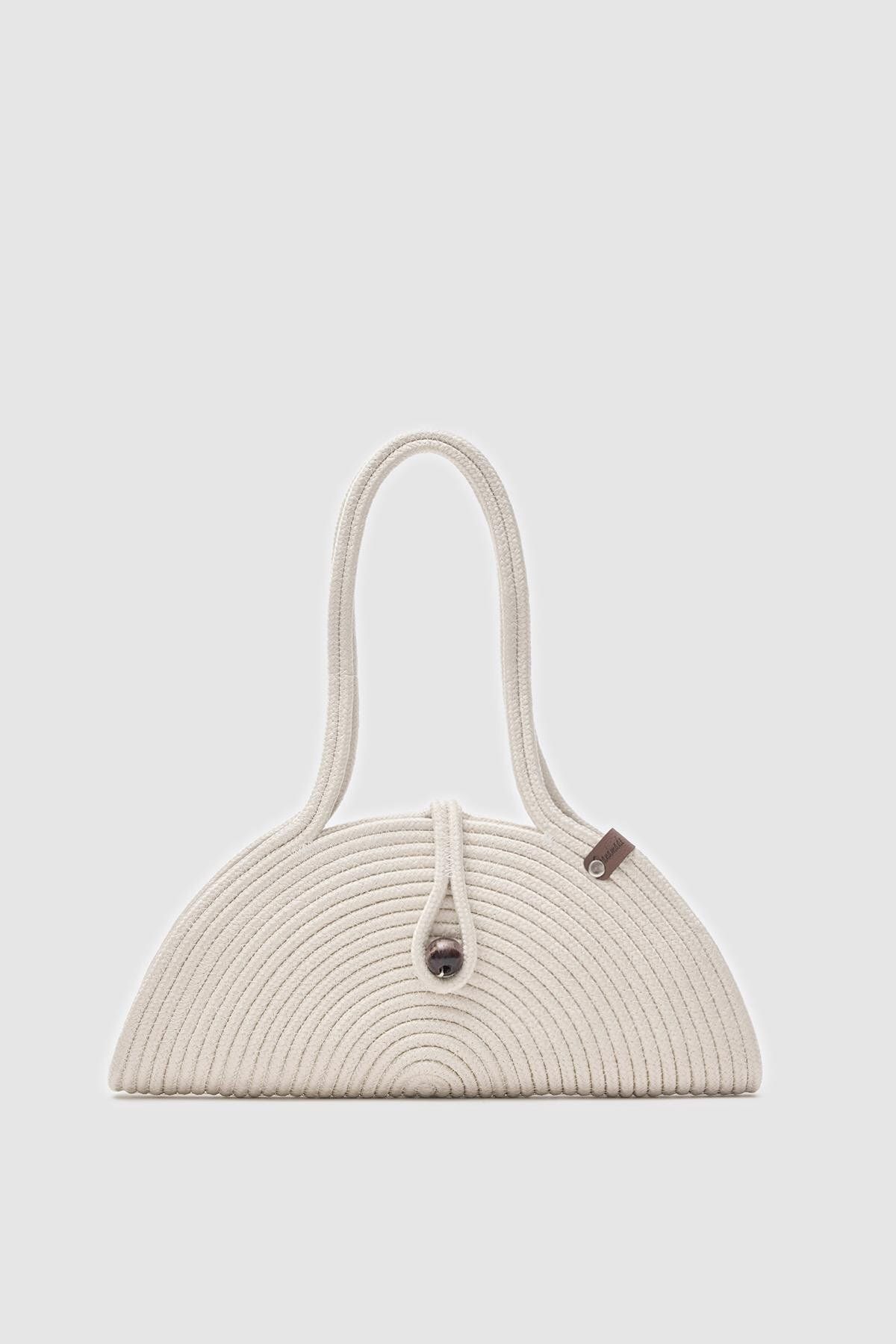 BagFlower Palmie Düğmeli Handmade Hasır Omuz Çantası