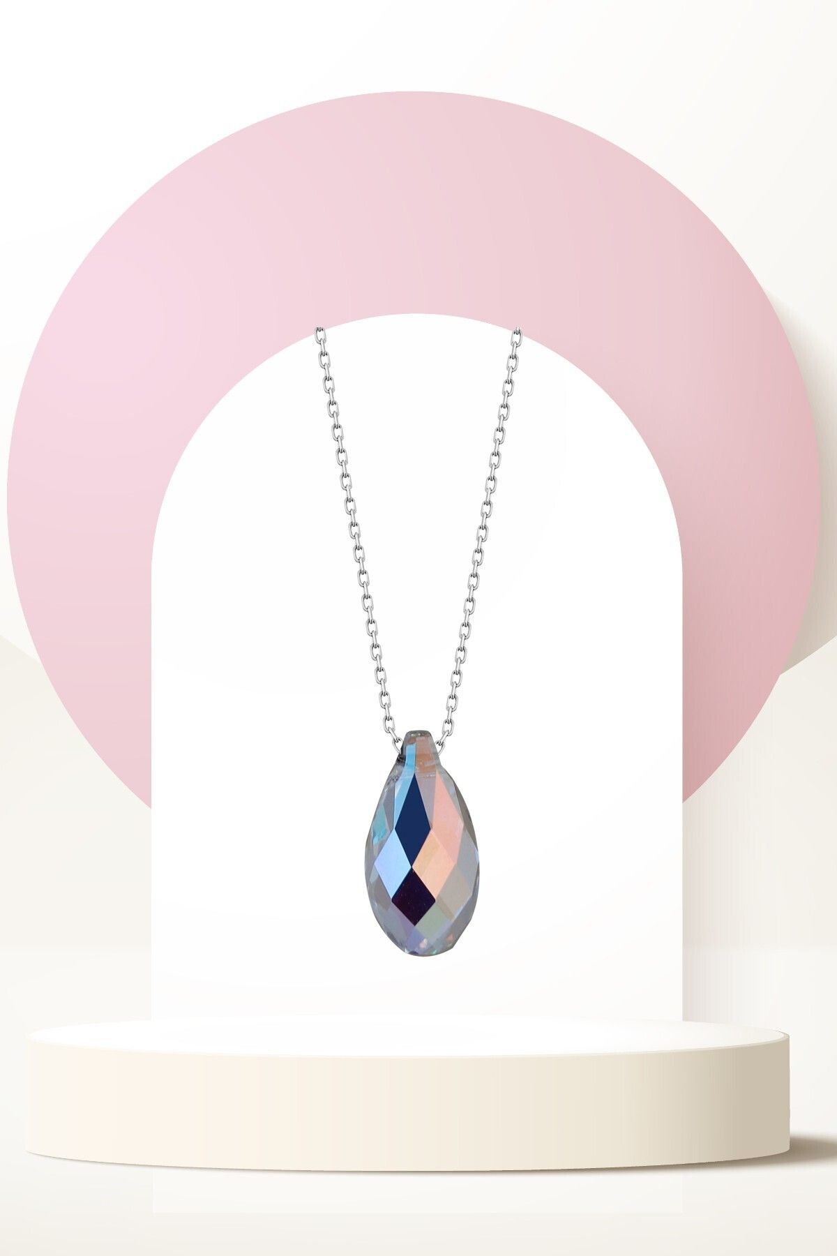 Swarovski Zirconia Crystal Taşlı Parlak Drop Kolye Kadın Şık Model