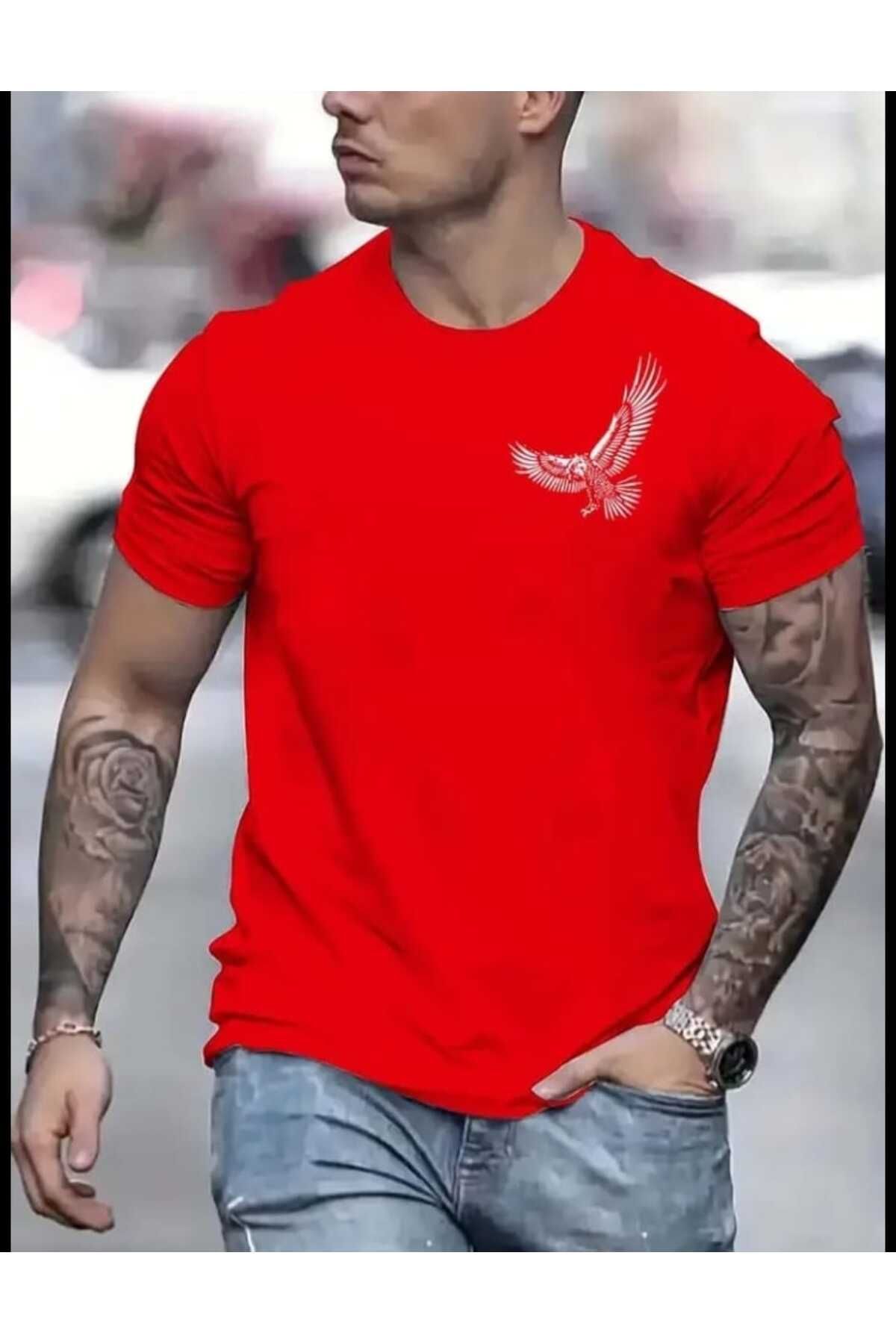 TekTarzz Unisex Erkek Kartal Baskı Tasarımlı Tshirt