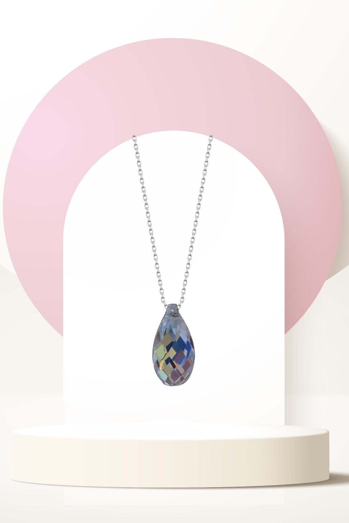 Swarovski Zirconia Crystal Taşlı Parlak Drop Kolye Kadın Göz Alıcı Tasarım