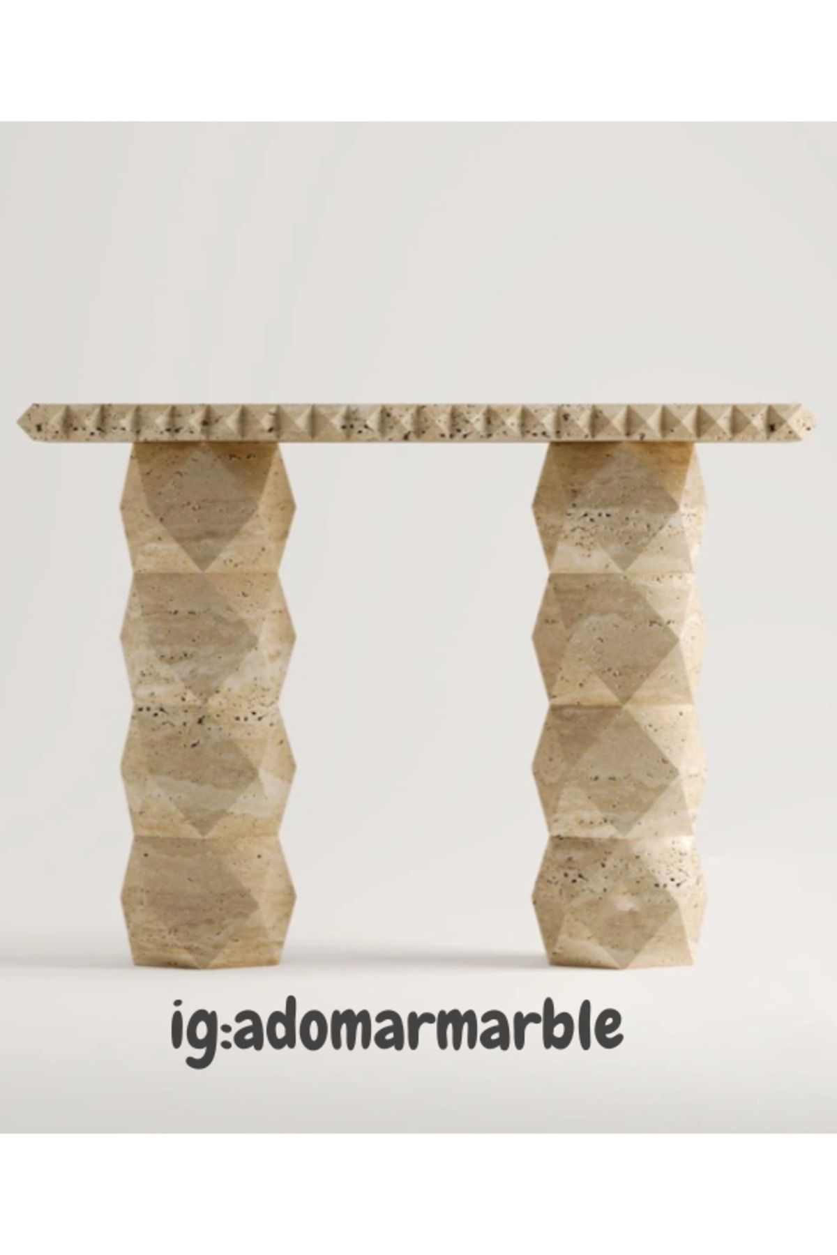 MKM MERMER TRAVERTEN MERMER DRESUAR, Şık ve Modern Konsol Masası, Antre İçin Traverten Dresuar, %100 Doğal Taş